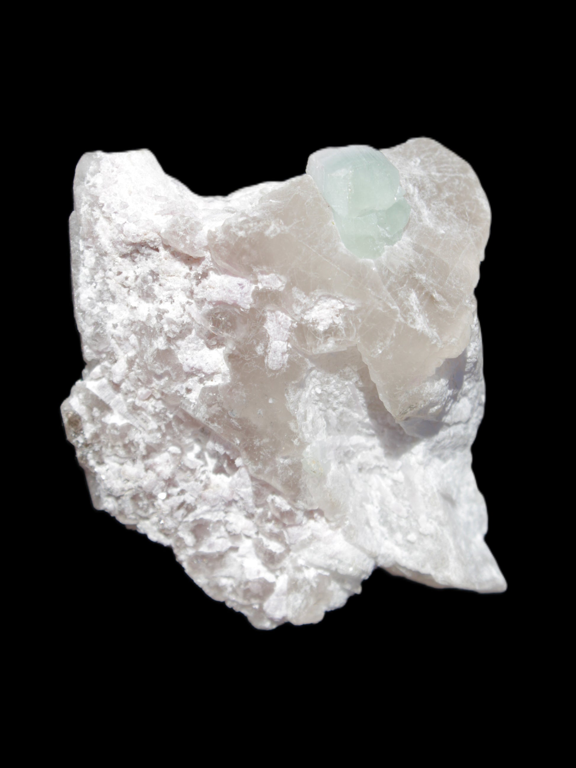 Aquamarine crystal on Quartz and Mica matrix 47*45*29mm 420.5ct 84.1g in sunlight - Rocks and Things Store