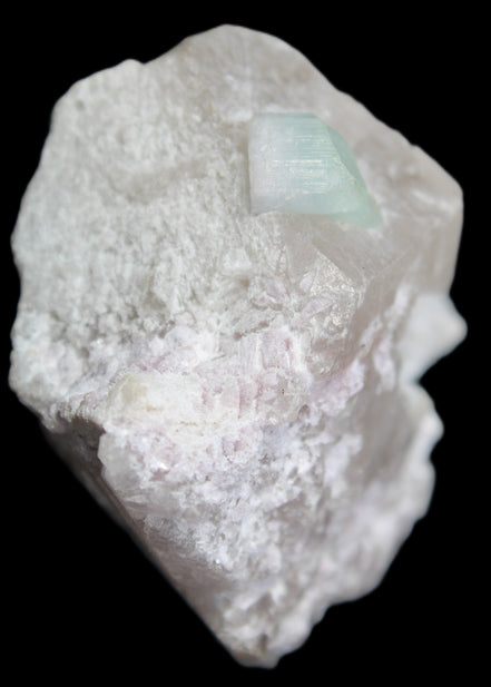 Aquamarine/Morganite crystal on Quartz and Mica matrix 47*45*29mm 420.5ct 84.1g in sunlight - Rocks and Things Store