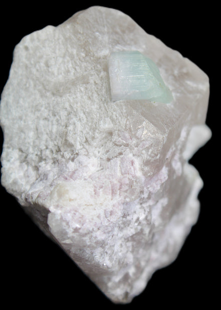 Aquamarine/Morganite crystal on Quartz and Mica matrix 47*45*29mm 420.5ct 84.1g in sunlight - Rocks and Things Store