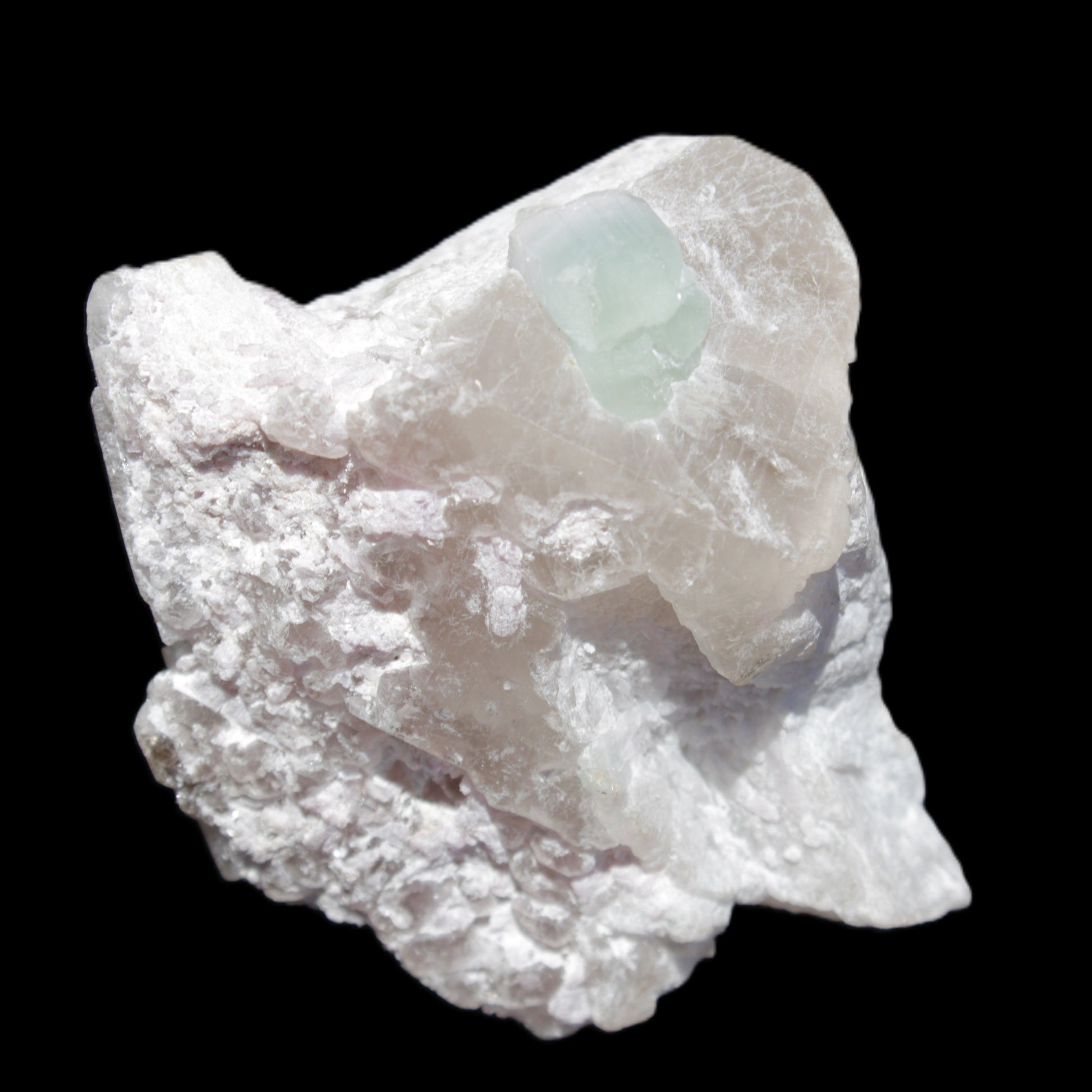 Aquamarine crystal on Quartz and Mica matrix 47*45*29mm 420.5ct 84.1g in sunlight - Rocks and Things Store