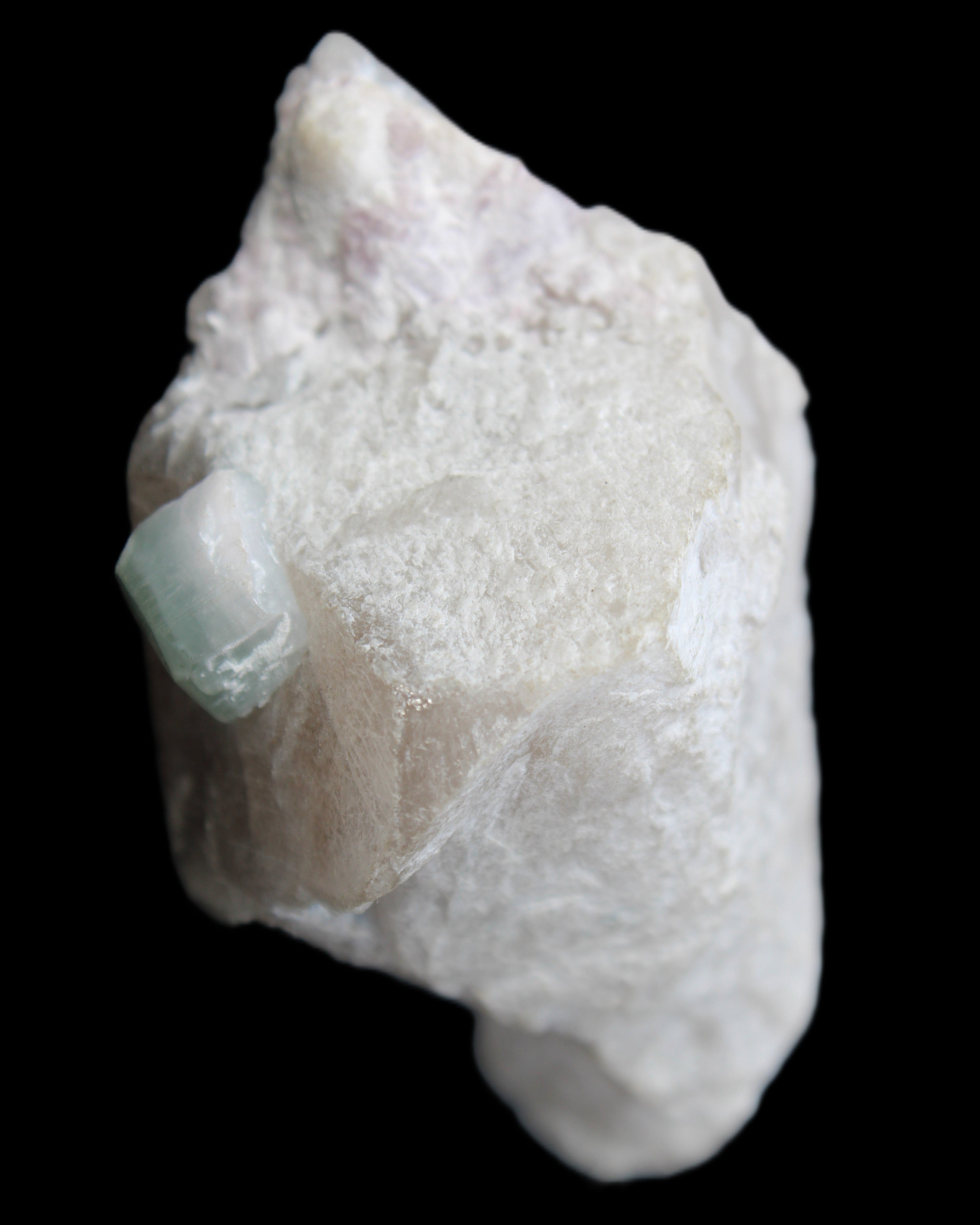 Aquamarine/Morganite crystal on Quartz and Mica matrix 47*45*29mm 420.5ct 84.1g in sunlight - Rocks and Things Store