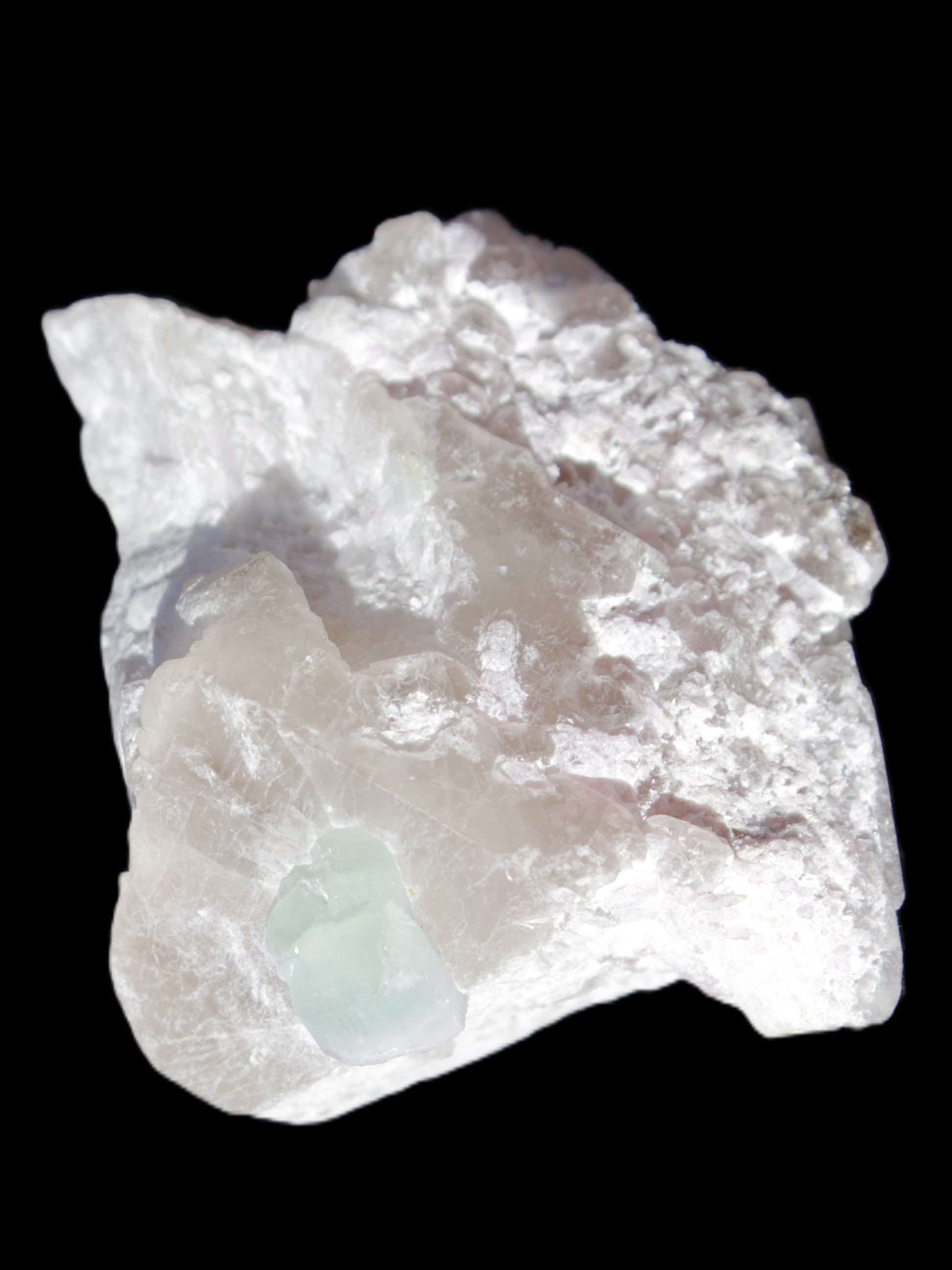 Aquamarine crystal on Quartz and Mica matrix 47*45*29mm 420.5ct 84.1g in sunlight - Rocks and Things Store