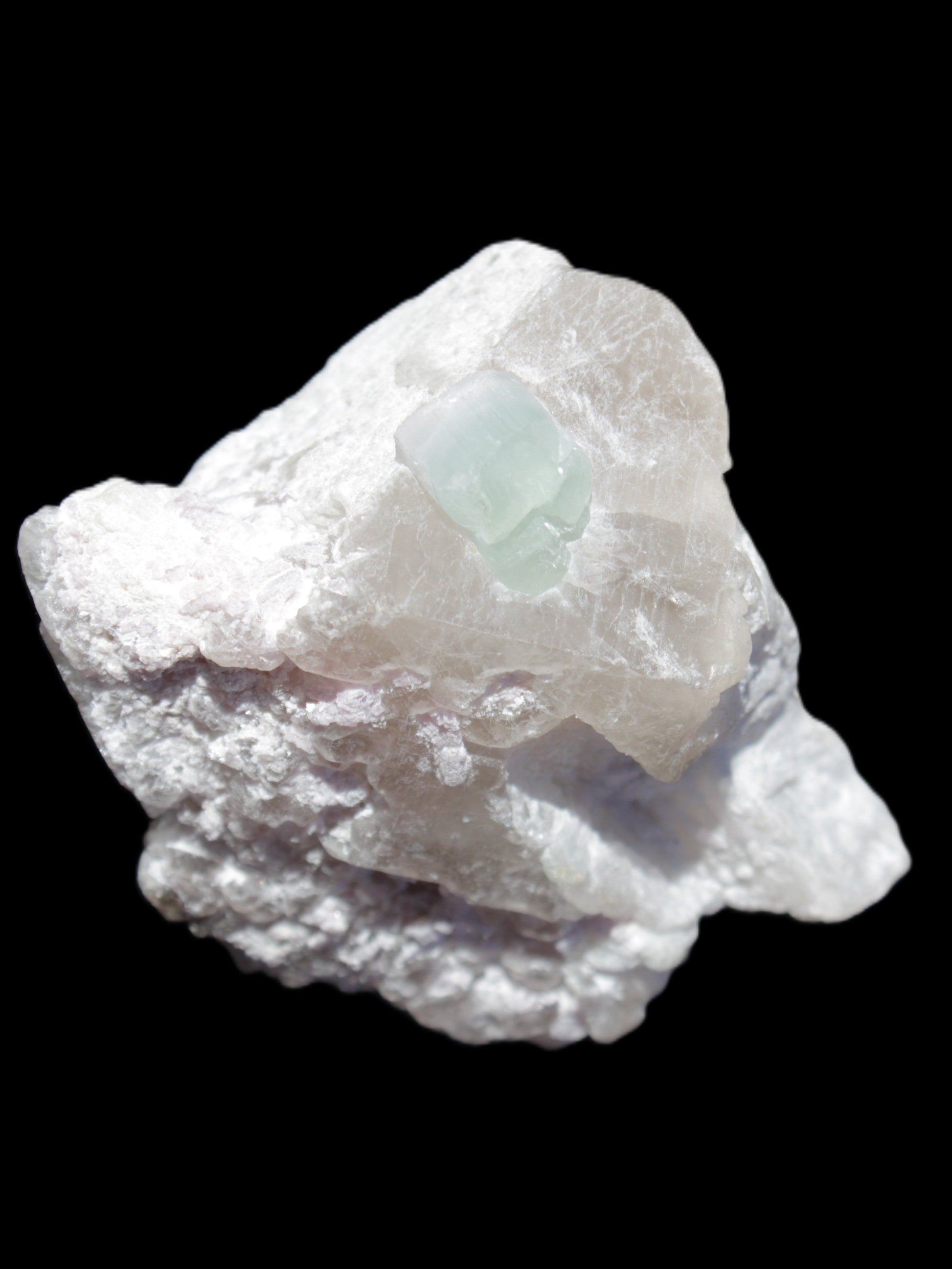 Aquamarine crystal on Quartz and Mica matrix 47*45*29mm 420.5ct 84.1g in sunlight - Rocks and Things Store