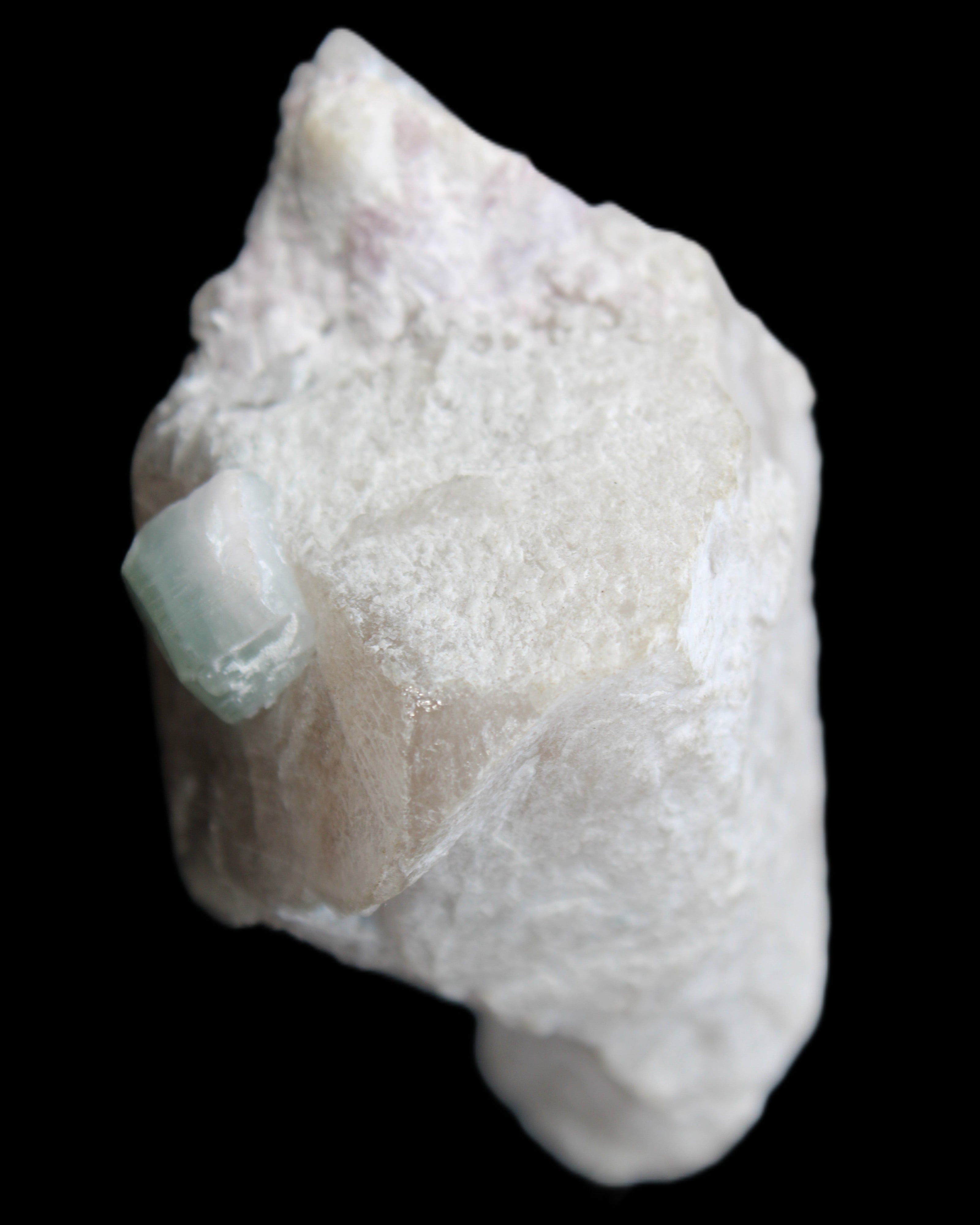 Aquamarine/Morganite crystal on Quartz and Mica matrix 47*45*29mm 420.5ct 84.1g in sunlight - Rocks and Things Store