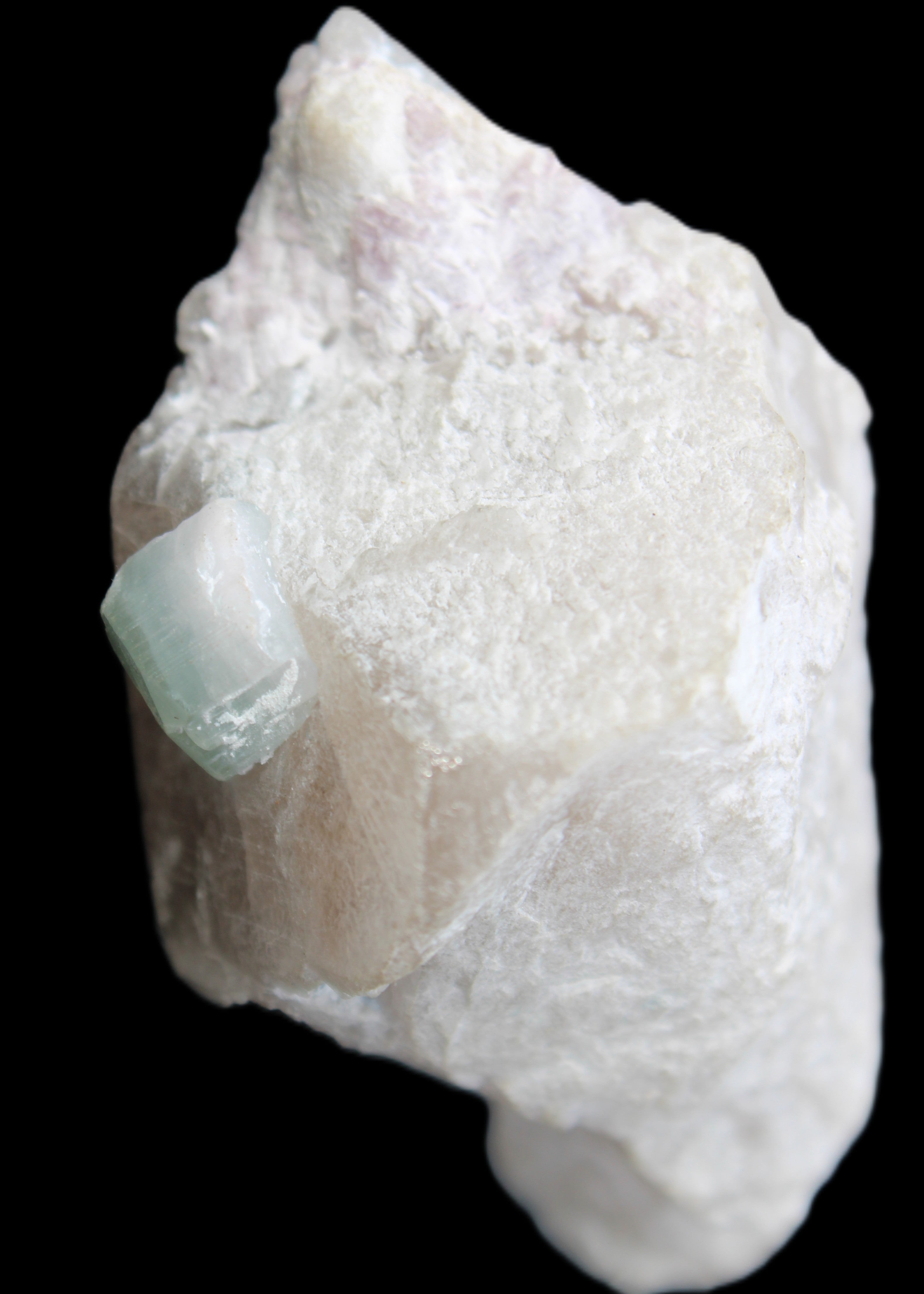 Aquamarine/Morganite crystal on Quartz and Mica matrix 47*45*29mm 420.5ct 84.1g in sunlight - Rocks and Things Store