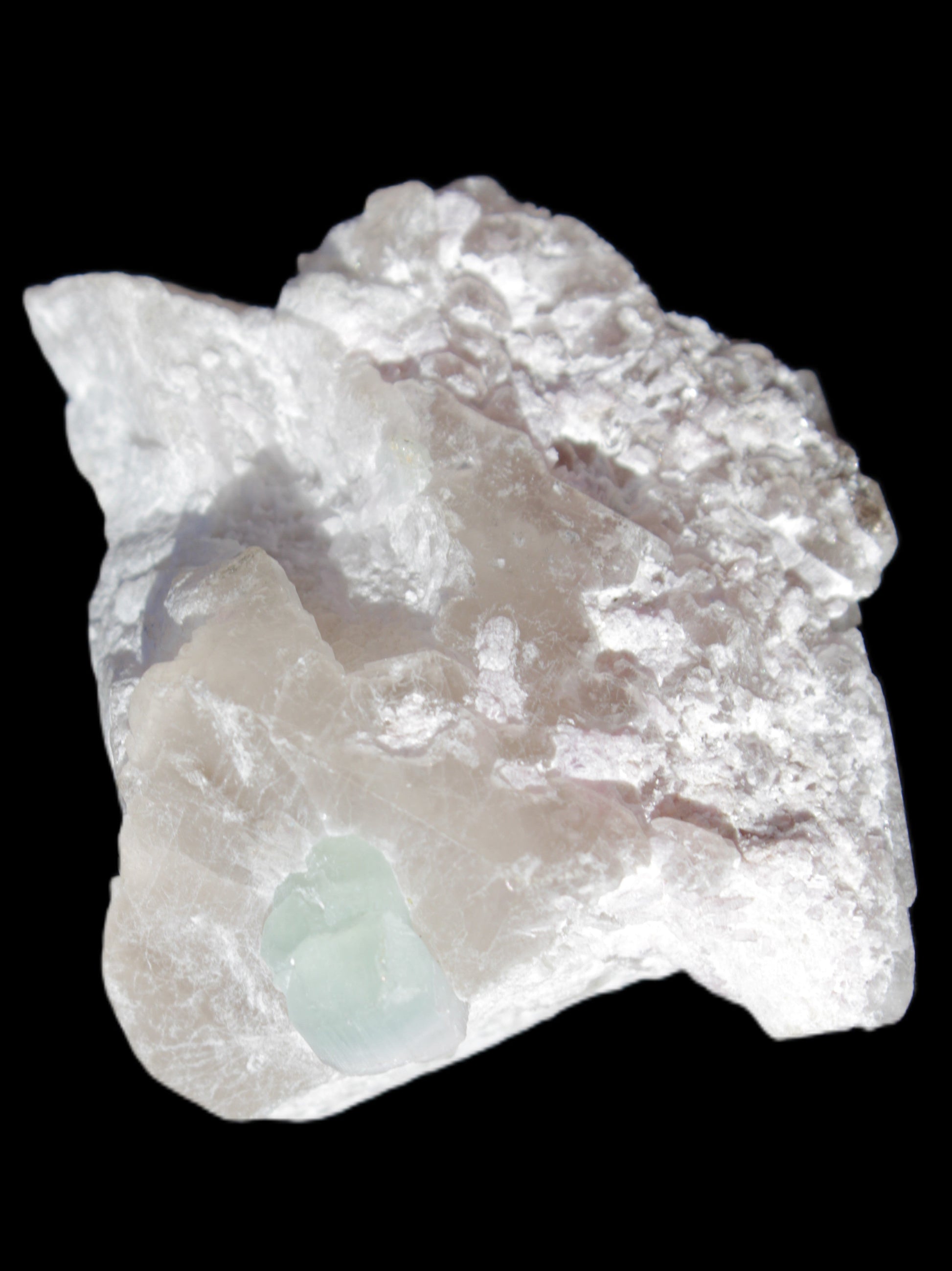 Aquamarine crystal on Quartz and Mica matrix 47*45*29mm 420.5ct 84.1g in sunlight - Rocks and Things Store