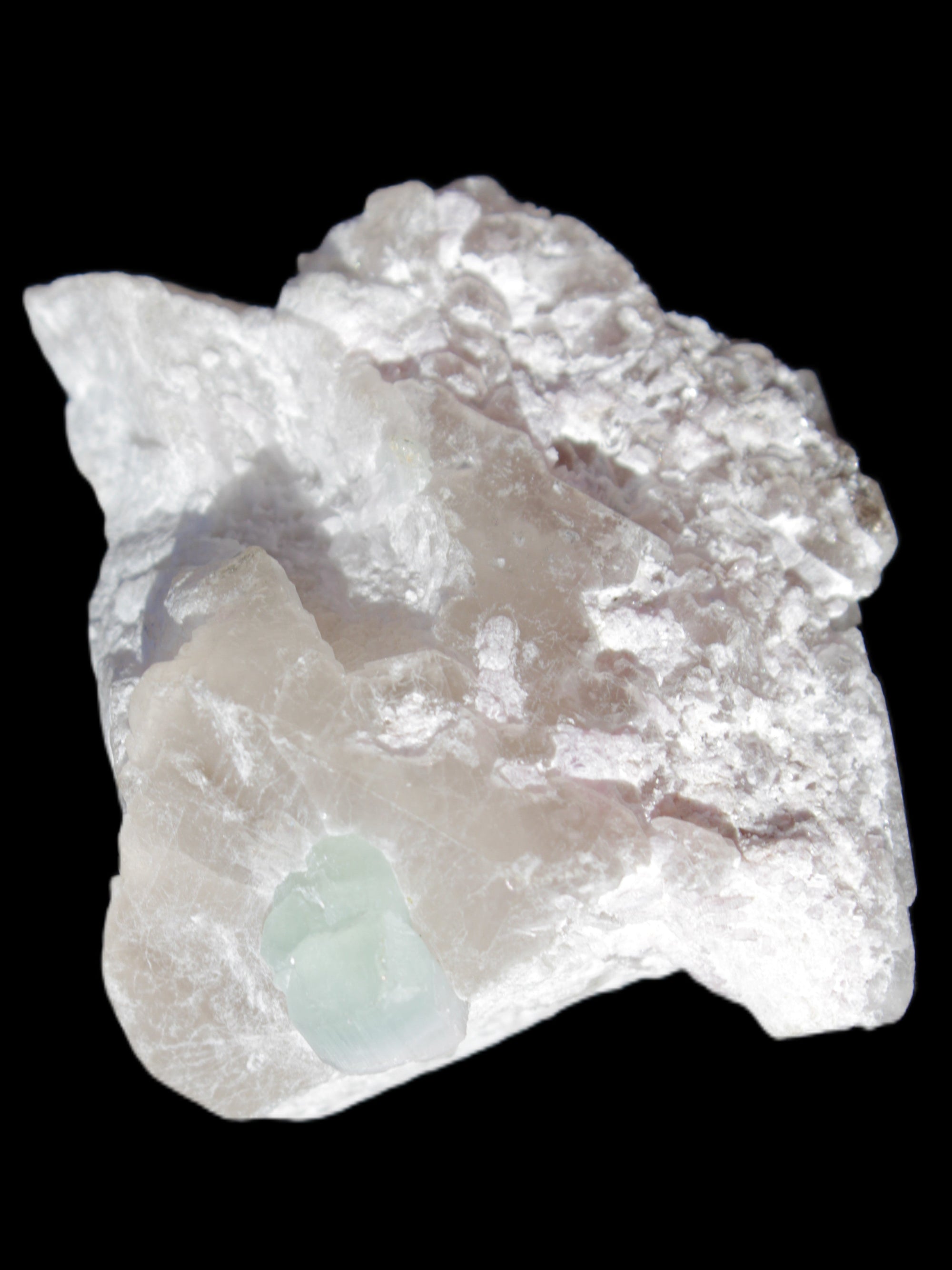 Aquamarine crystal on Quartz and Mica matrix 47*45*29mm 420.5ct 84.1g in sunlight - Rocks and Things Store