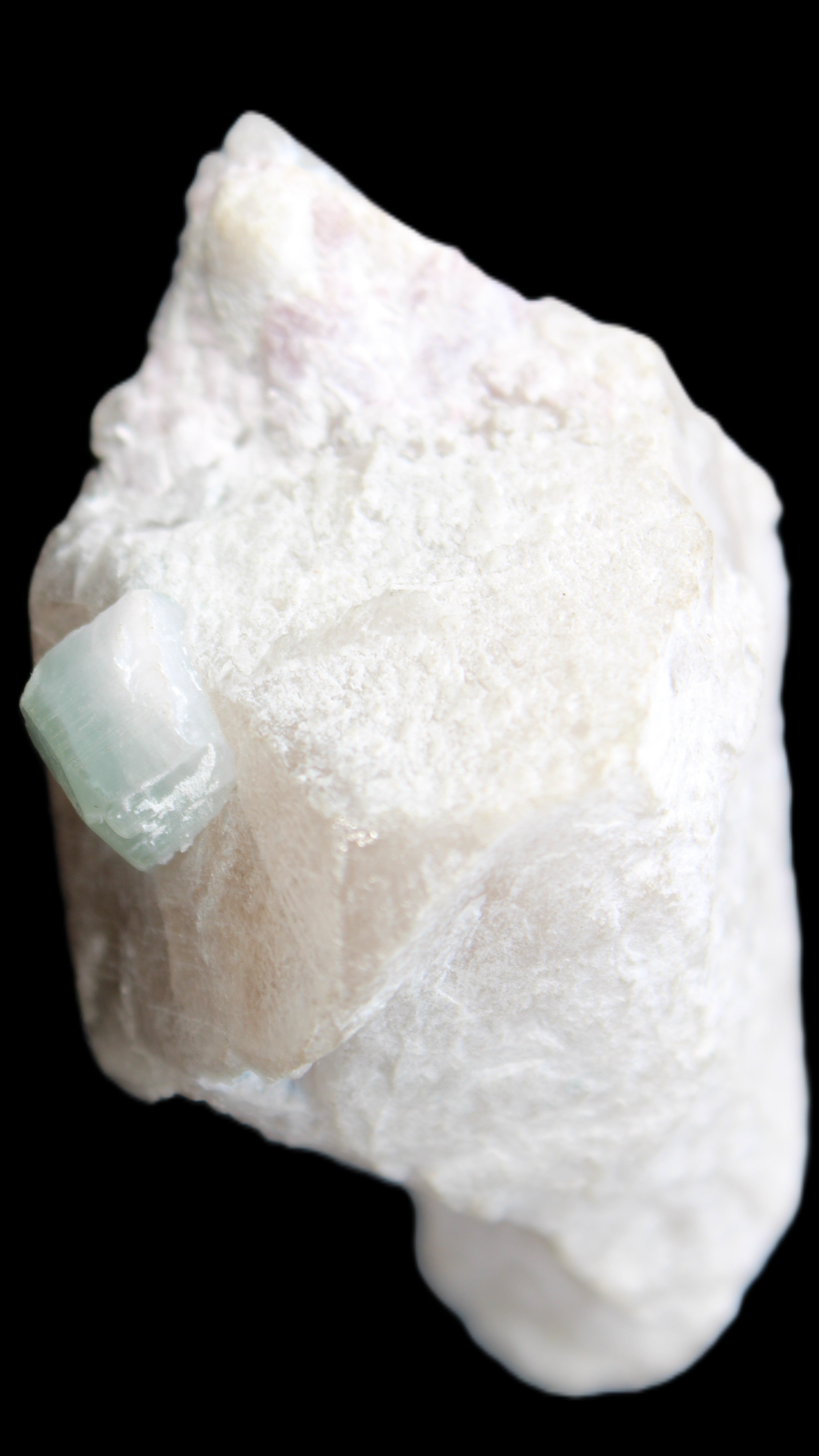 Aquamarine/Morganite crystal on Quartz and Mica matrix 47*45*29mm 420.5ct 84.1g in sunlight - Rocks and Things Store