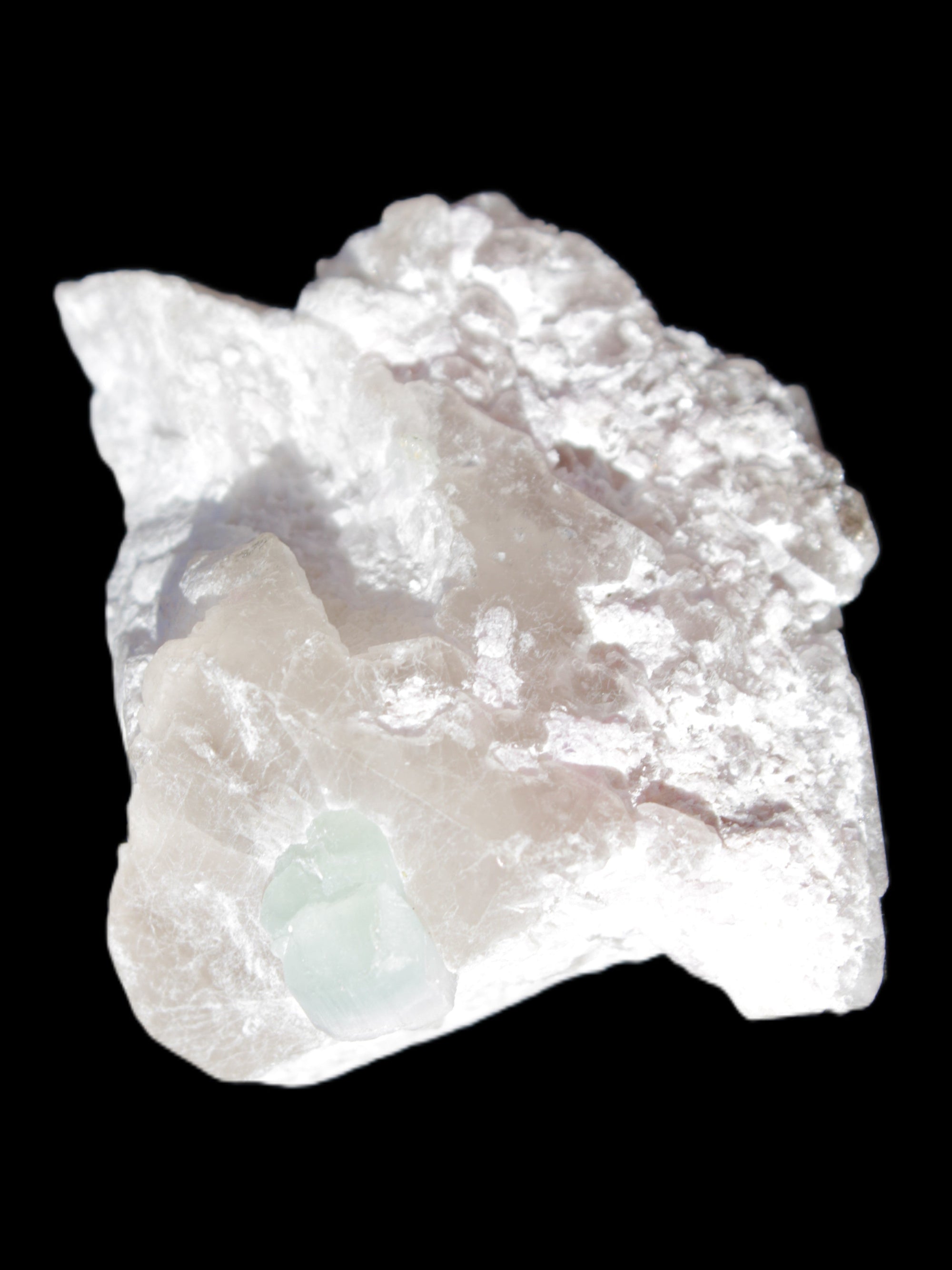 Aquamarine crystal on Quartz and Mica matrix 47*45*29mm 420.5ct 84.1g in sunlight - Rocks and Things Store