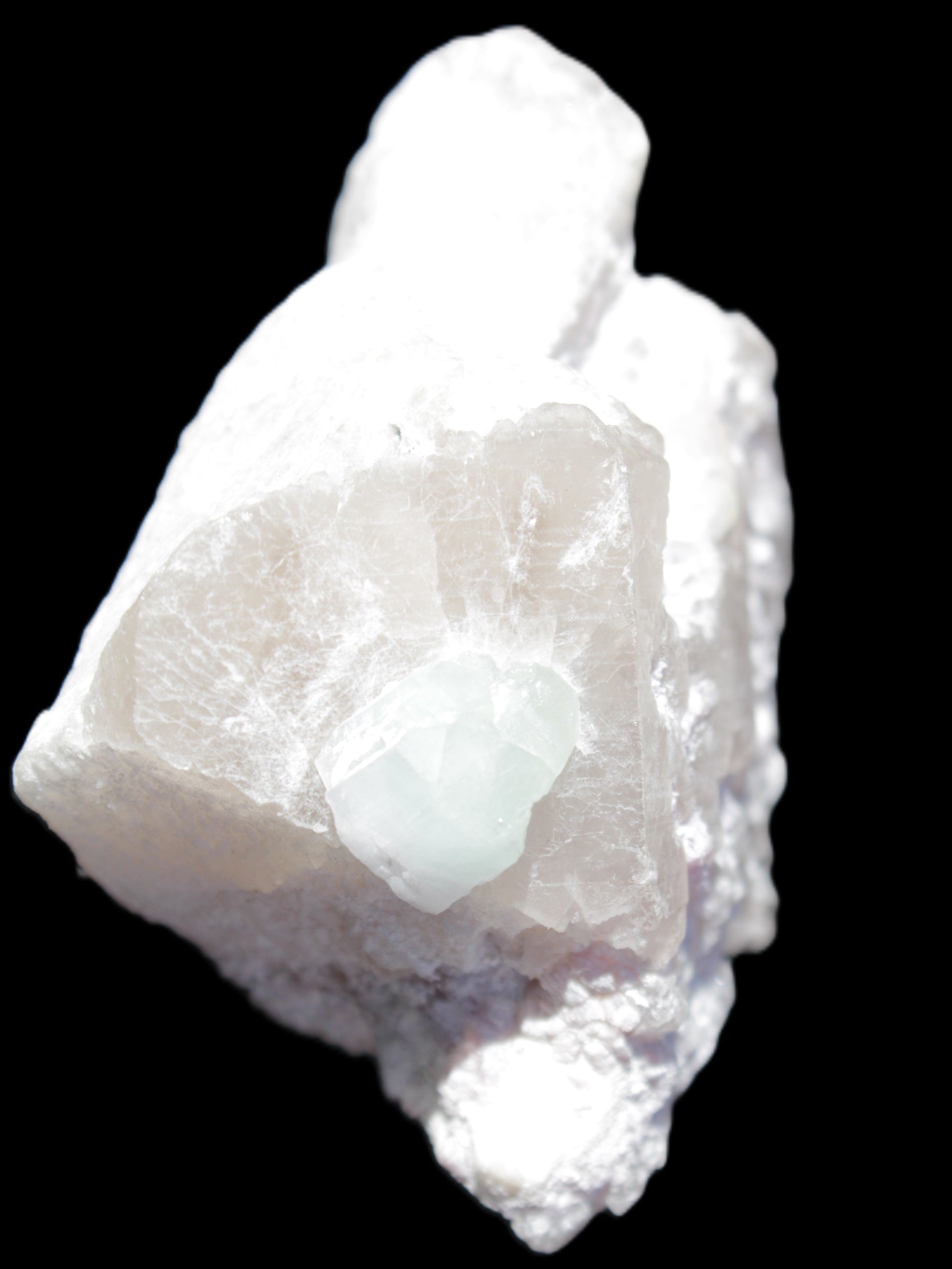 Aquamarine crystal on Quartz and Mica matrix 47*45*29mm 420.5ct 84.1g in sunlight - Rocks and Things Store