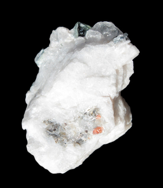 Spessartine Garnet Elbaite Mica Quartz Feldspar matrix 60*30*44mm 329ct 65.8g in bright sunlight - Rocks and Things Store