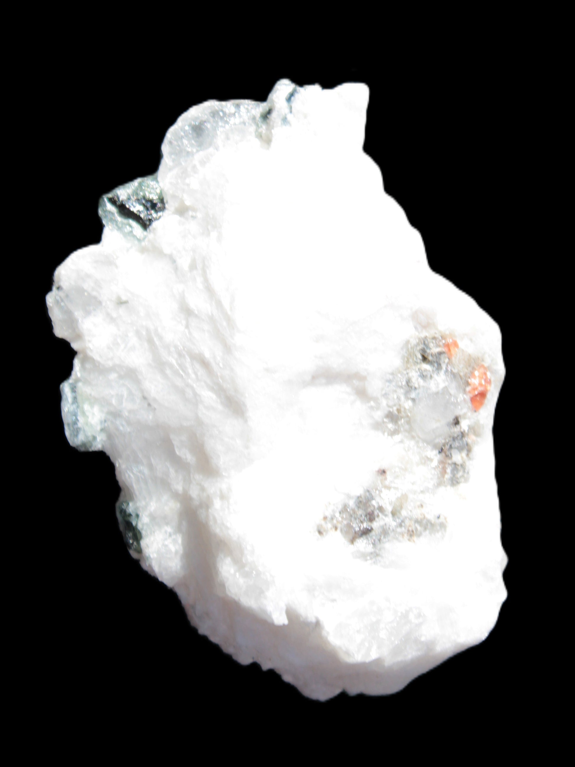 SSpessartine Garnet Elbaite Mica Quartz Feldspar matrix 60*30*44mm 329ct 65.8g in bright sunlight - Rocks and Things