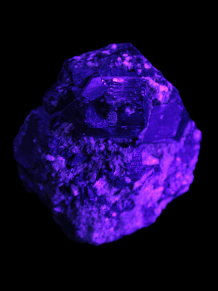 Amazing Black Tourmaline cluster 64*31mm 243.7g in UV light - Rocks and Things Store
