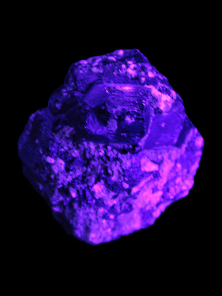 Amazing Black Tourmaline cluster 64*31mm 243.7g in UV light - Rocks and Things Store