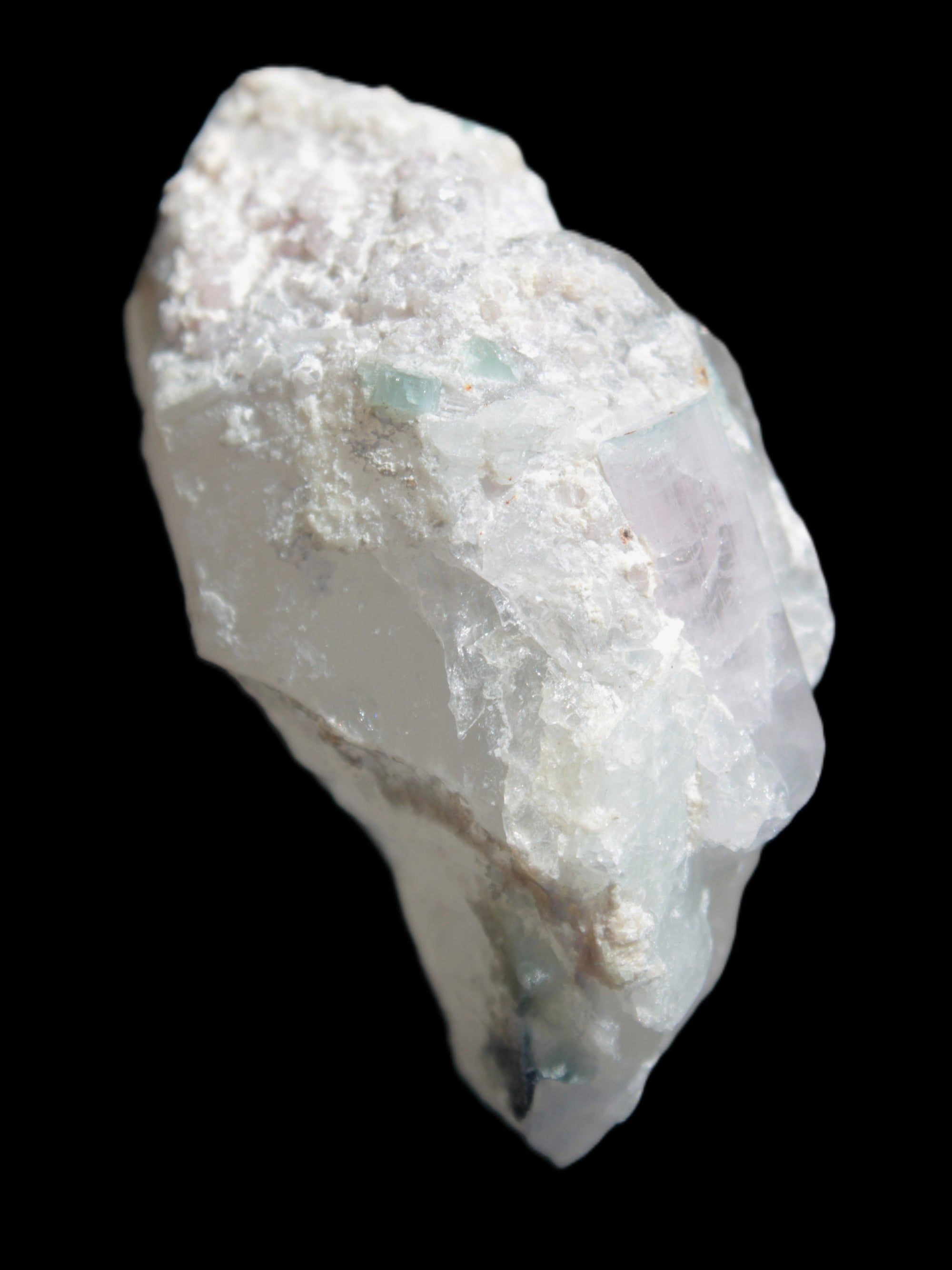 Green and Bi-Colour Pink Tourmaline on Quartz Feldspar 36*26* 54mm 320ct 64g Rocks and Things Store