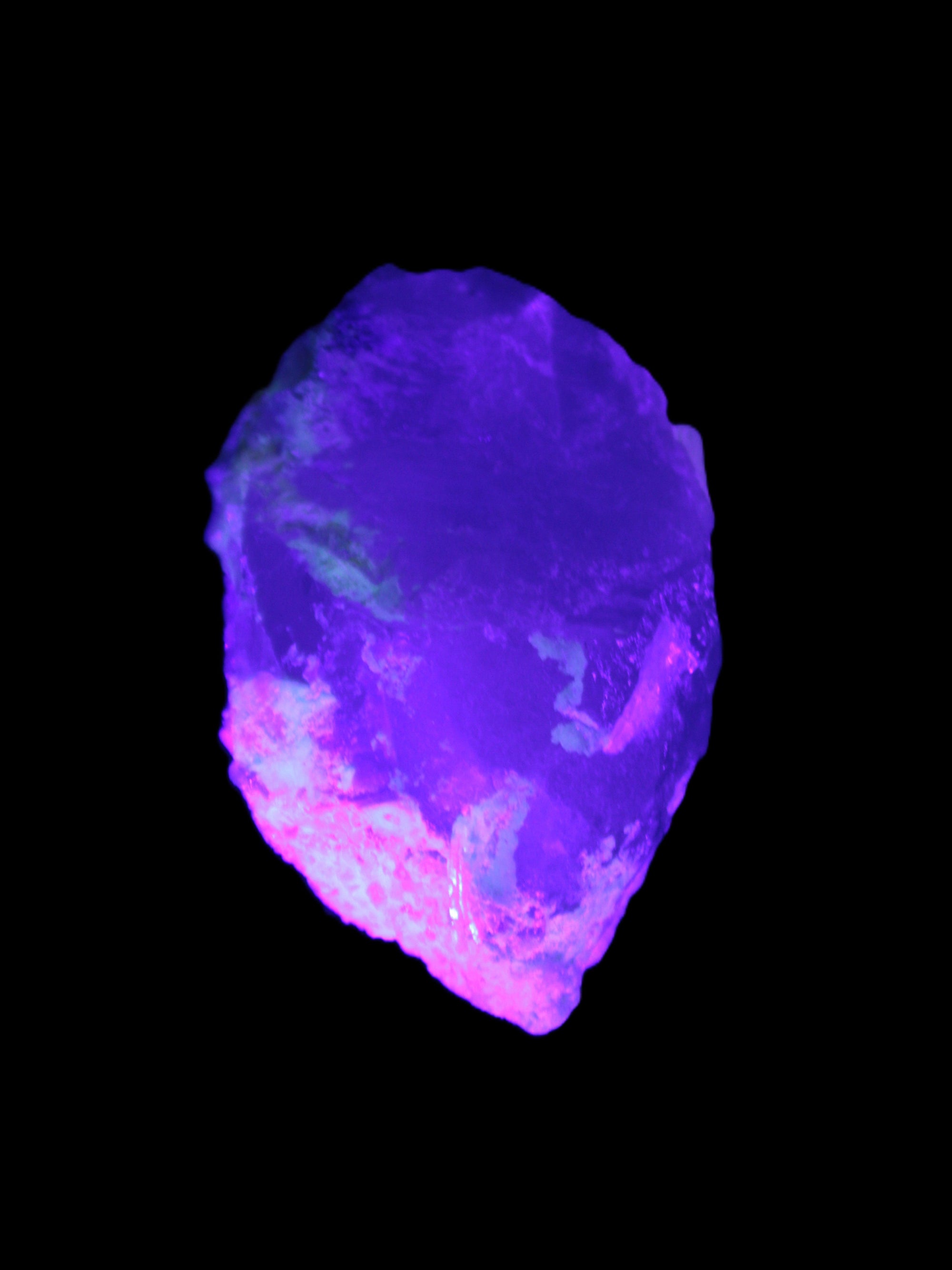 Green and Bi-Colour Pink Tourmaline on Quartz Feldspar 36*26* 54mm 320ct 64g in UV light - Rocks and Things Store