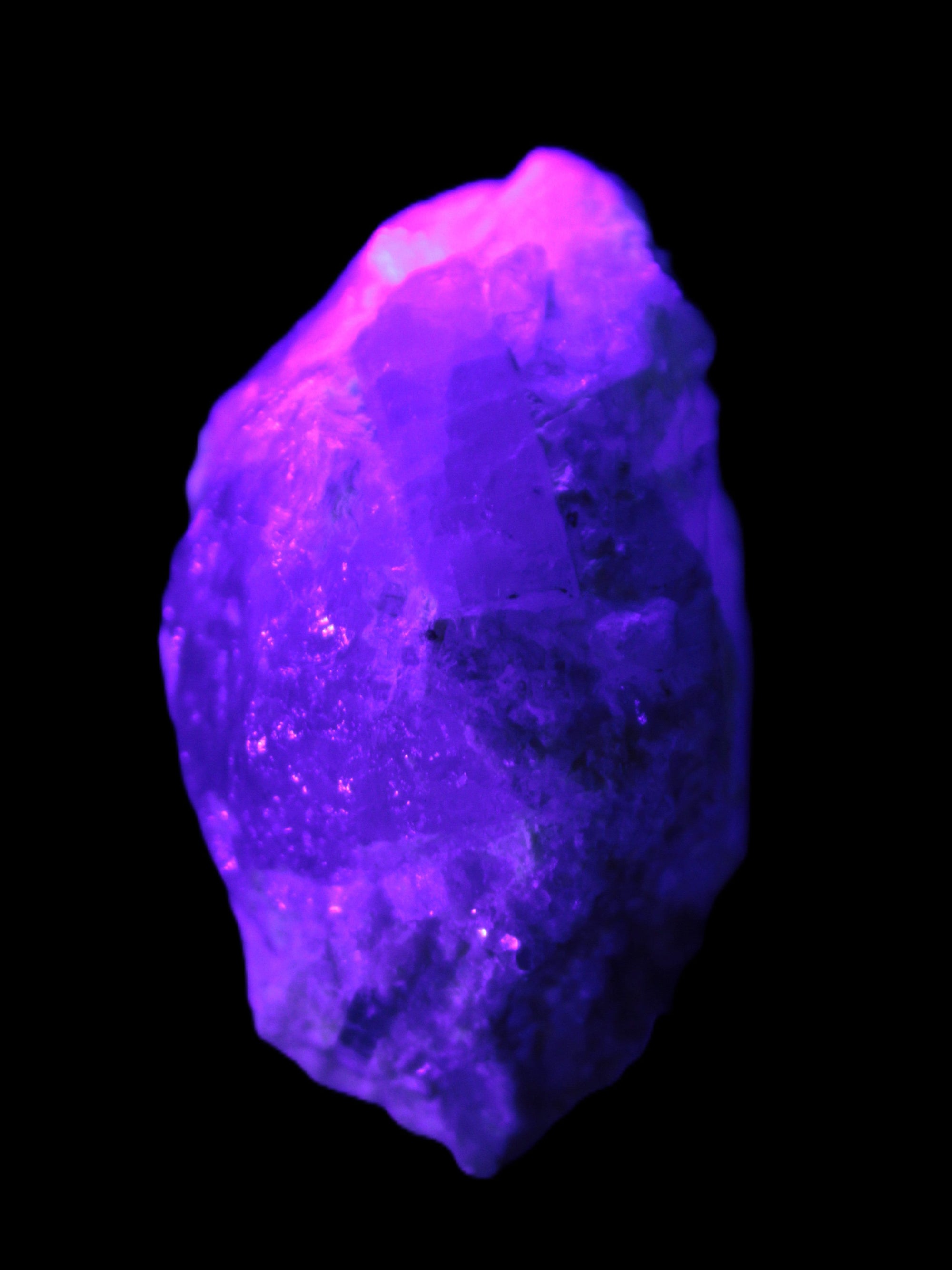 Green and Bi-Colour Pink Tourmaline on Quartz Feldspar 36*26* 54mm 320ct 64g in UV light - Rocks and Things Store