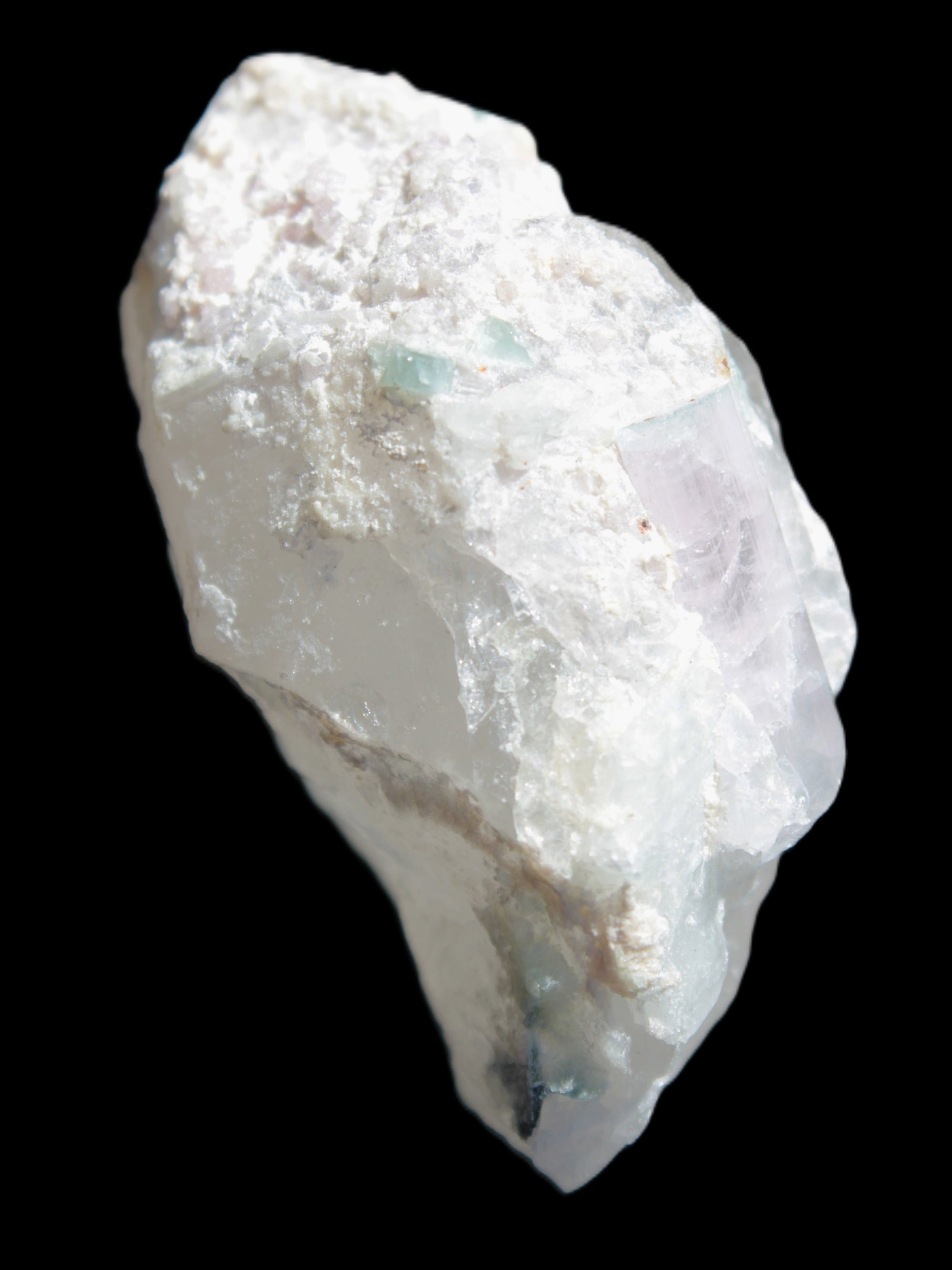 Green and Bi-Colour Pink Tourmaline on Quartz Feldspar 36*26* 54mm 320ct 64g Rocks and Things Store