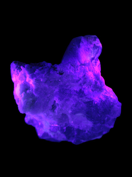 Elestial Quartz Soulmate cluster with Feldspar and Mica Bridge 424g in UV light - Rocks and Things Store