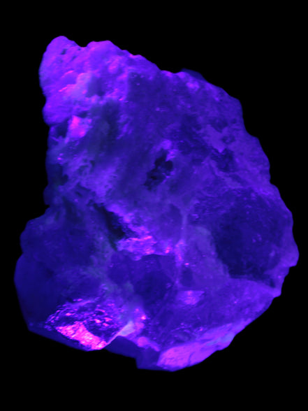 Elestial Quartz Soulmate cluster with Feldspar and Mica Bridge 424g in UV light - Rocks and Things Store
