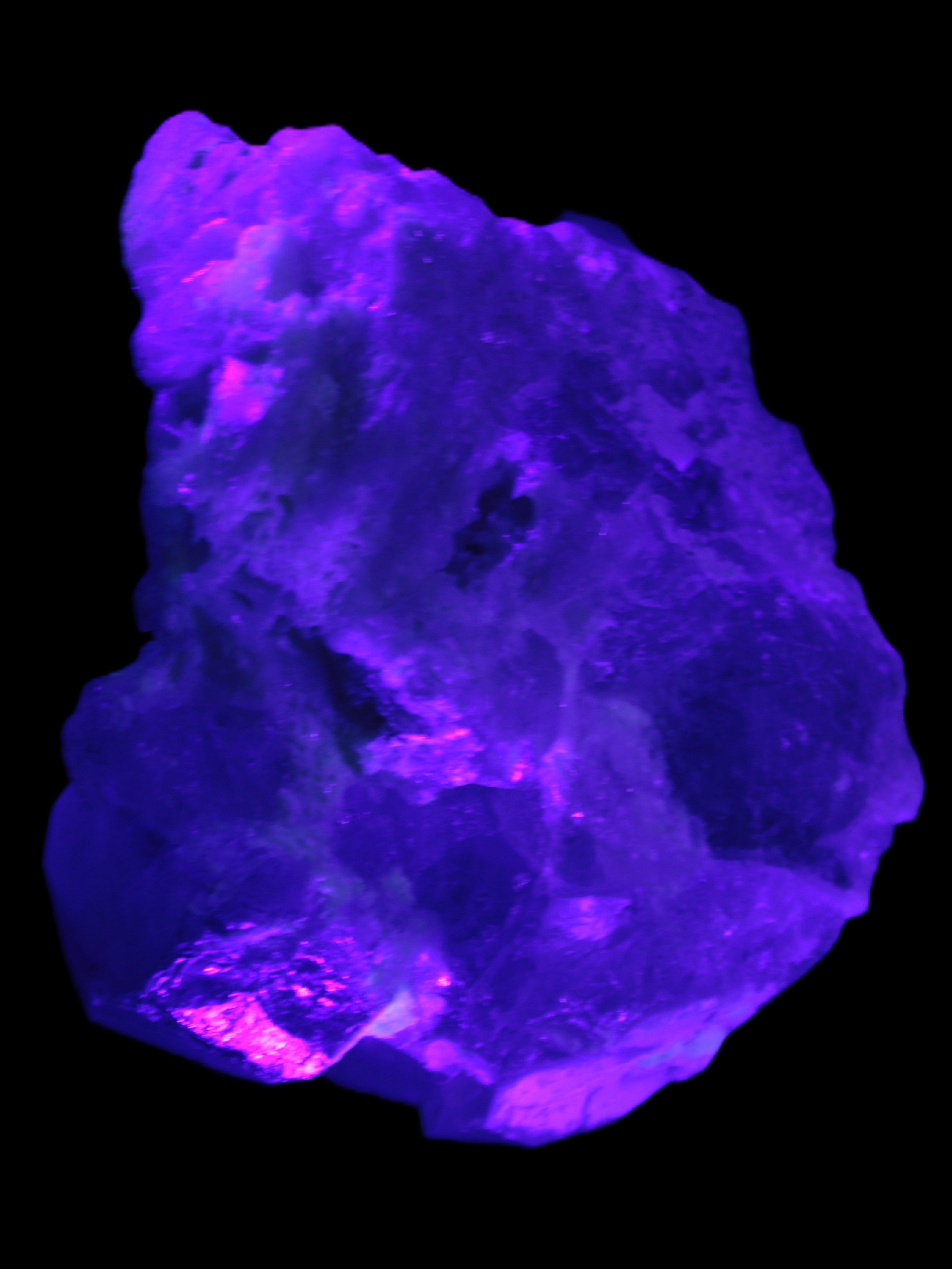 Elestial Quartz Soulmate cluster with Feldspar and Mica Bridge 424g in UV light - Rocks and Things Store