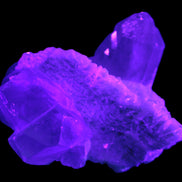 Elestial Quartz Soulmate cluster with Feldspar and Mica Bridge 424g in UV light - Rocks and Things Store