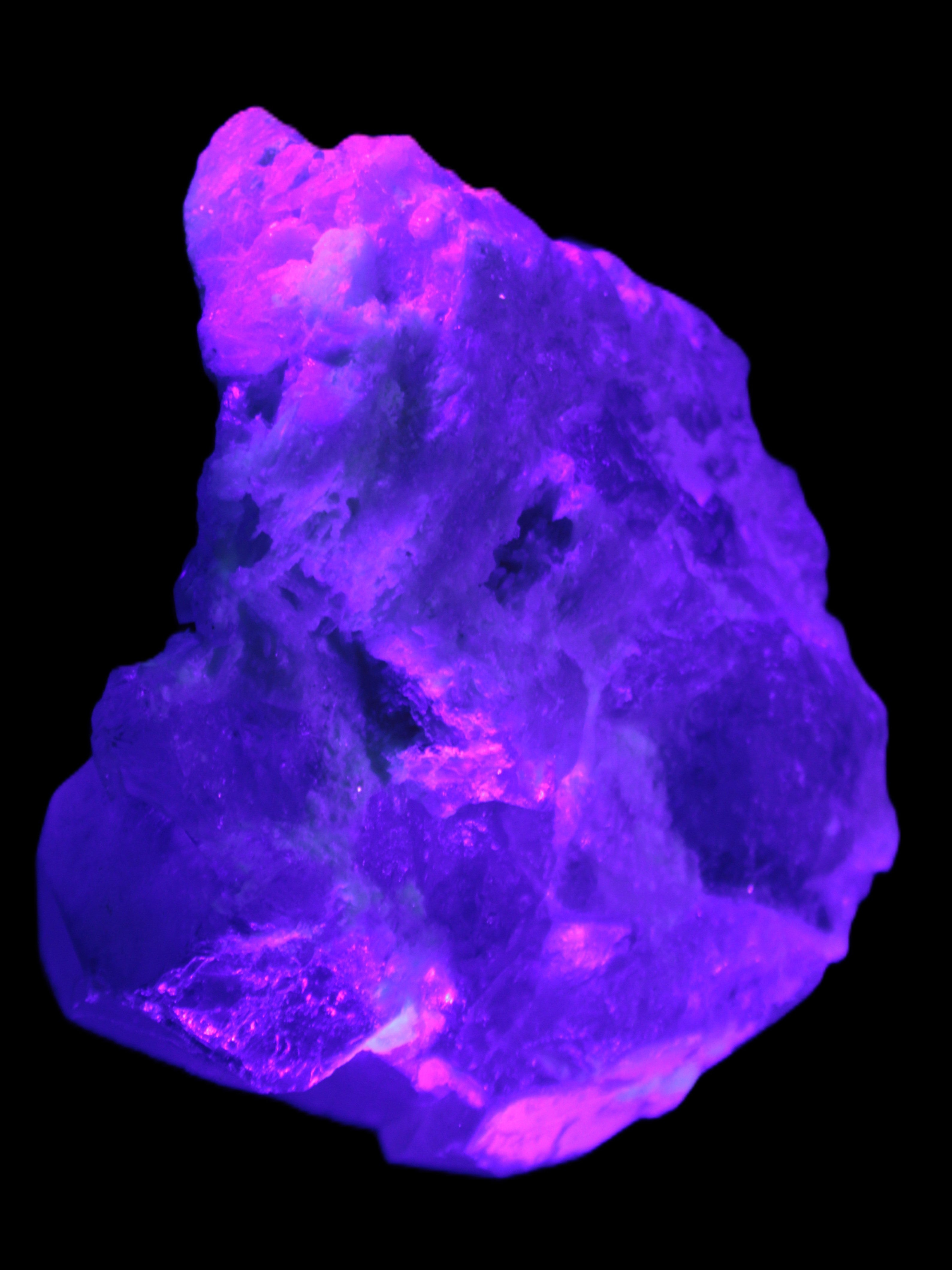 Elestial Quartz Soulmate cluster with Feldspar and Mica Bridge 424g in UV light - Rocks and Things Store