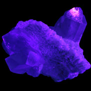Elestial Quartz Soulmate cluster with Feldspar and Mica Bridge 424g in UV light - Rocks and Things Store
