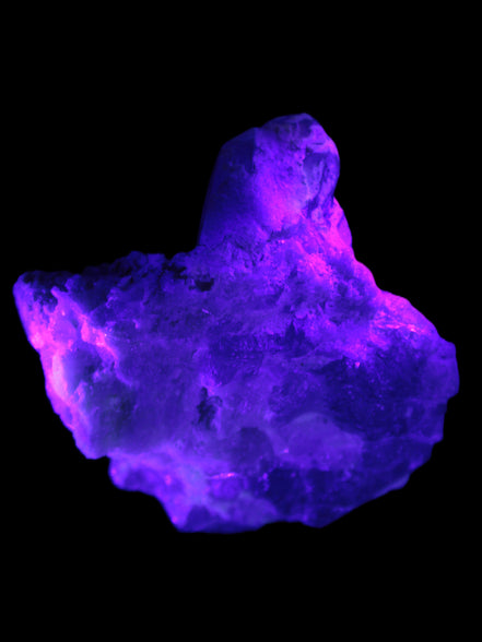 Elestial Quartz Soulmate cluster with Feldspar and Mica Bridge 424g in UV light - Rocks and Things Store