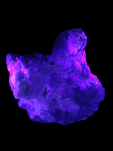 Elestial Quartz Soulmate cluster with Feldspar and Mica Bridge 424g in UV light - Rocks and Things Store