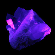 Elestial Quartz Soulmate cluster with Feldspar and Mica Bridge 424g in UV light - Rocks and Things Store