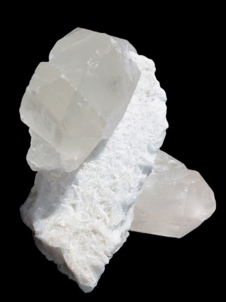 Elestial Quartz Soulmate cluster with Feldspar and Mica Bridge 105*105*50mm 424g in bright sunlight - Rocks and Things Store
