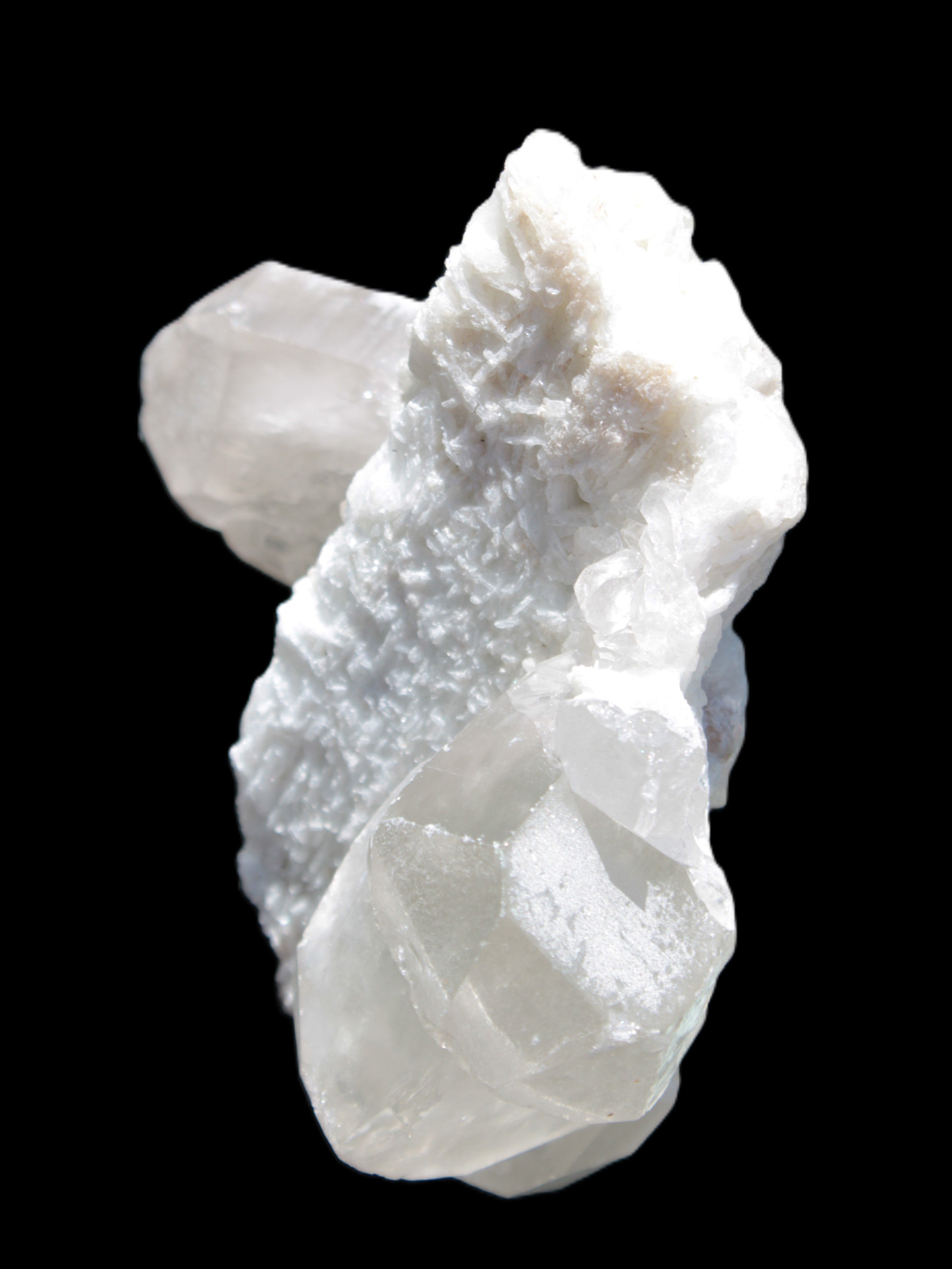 Elestial Quartz Soulmate cluster with Feldspar and Mica Bridge 105*105*50mm 424g in bright sunlight - Rocks and Things Store