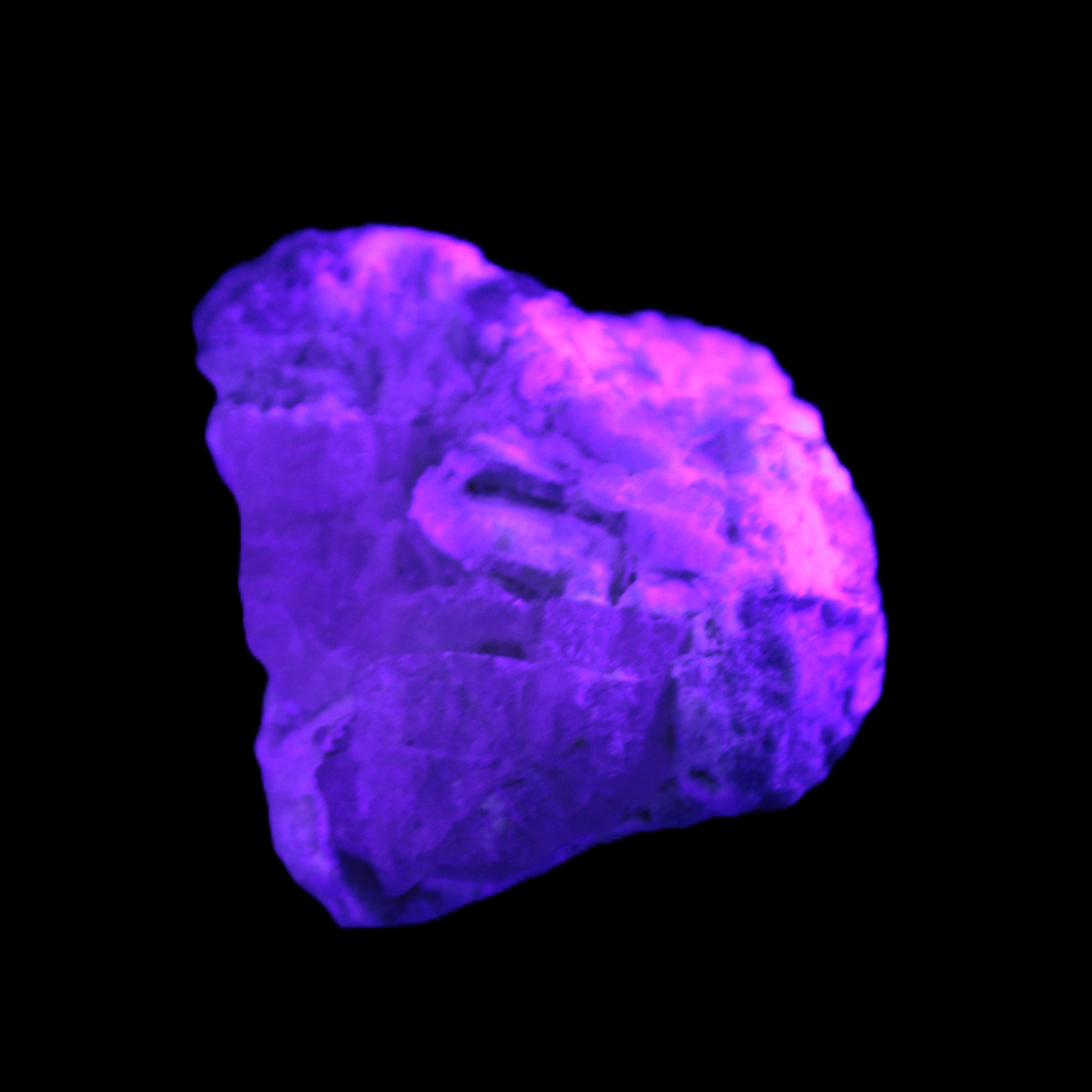 Pink and Clear Kunzite with Green Tourmaline in matrix 39*35*42mm 196ct 39.5g in UV light - Rocks and Things Store