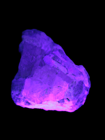 Pink and Clear Kunzite with Green Tourmaline in matrix 39*35*42mm 196ct 39.5g in UV light - Rocks and Things Store