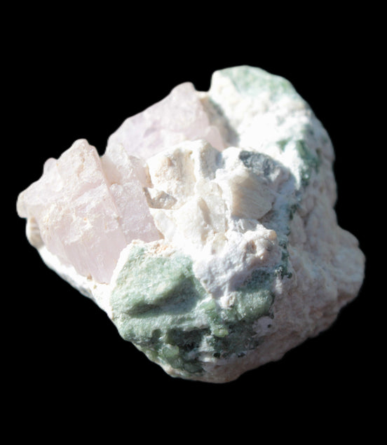 Pink and Clear Kunzite with Green Tourmaline in matrix 39*35*42mm 196ct 39.5g Rocks and Things Store