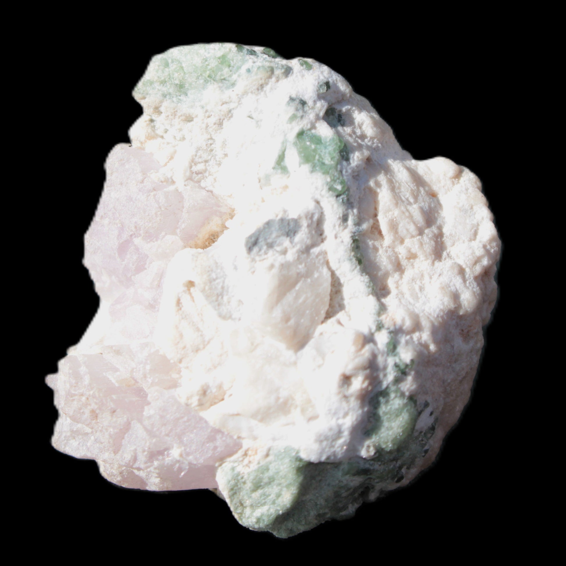 Pink and Clear Kunzite with Green Tourmaline in matrix 39*35*42mm 196ct 39.5g Rocks and Things Store