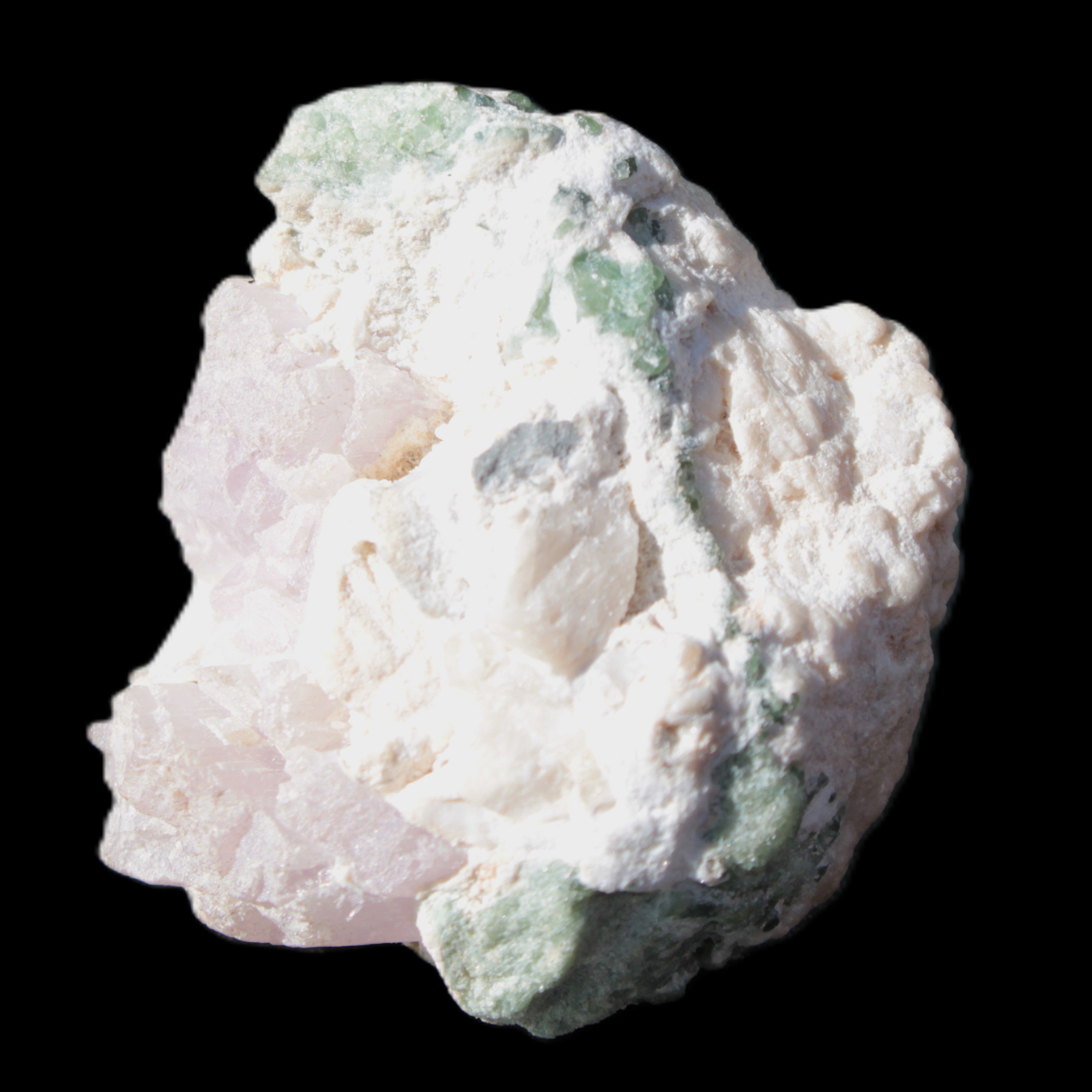 Pink and Clear Kunzite with Green Tourmaline in matrix 39*35*42mm 196ct 39.5g Rocks and Things Store