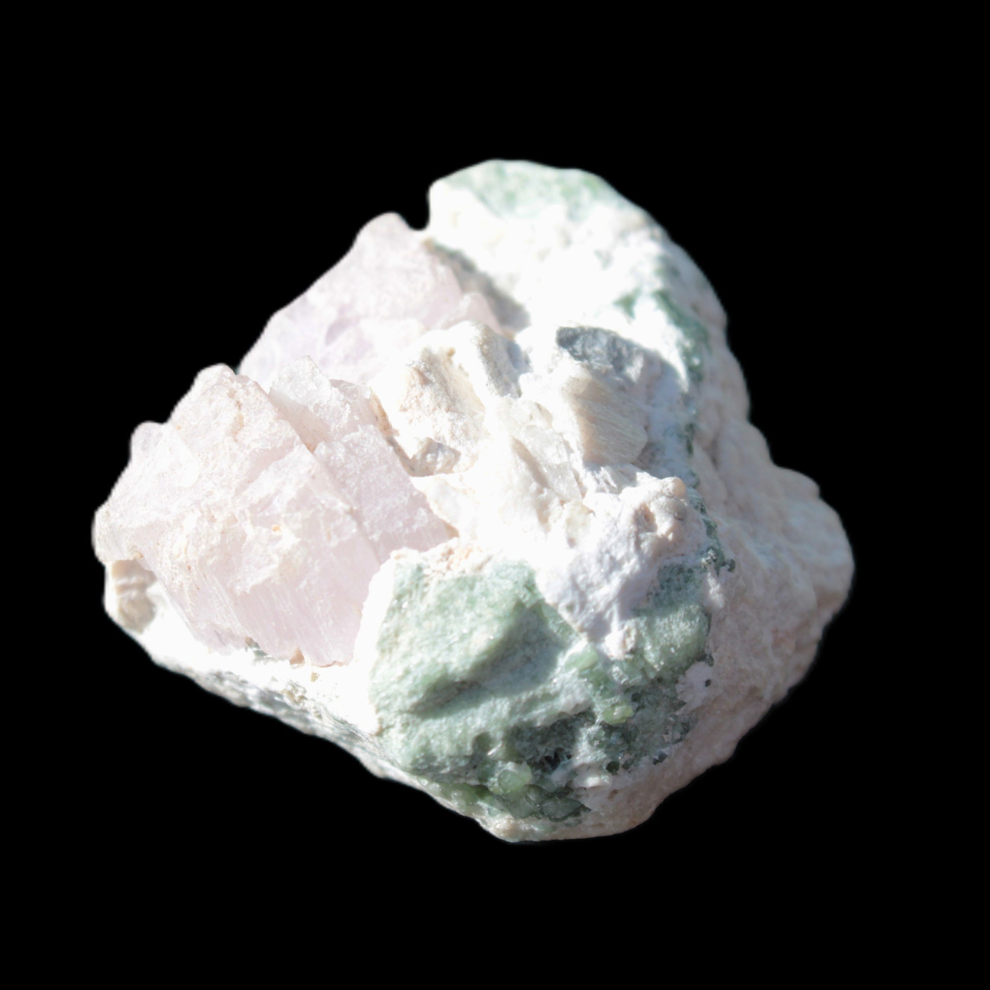 Pink and Clear Kunzite with Green Tourmaline in matrix 39*35*42mm 196ct 39.5g Rocks and Things Store