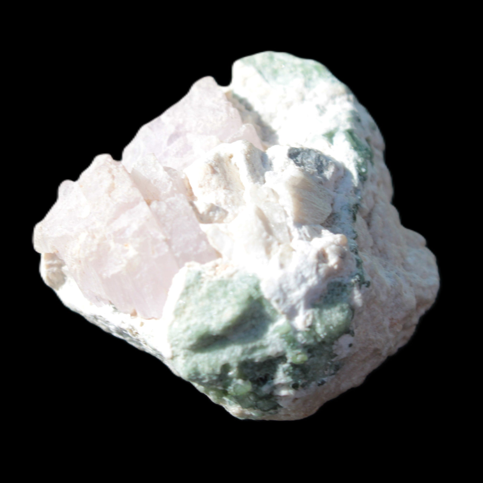 Pink and Clear Kunzite with Green Tourmaline in matrix 39*35*42mm 196ct 39.5g Rocks and Things Store