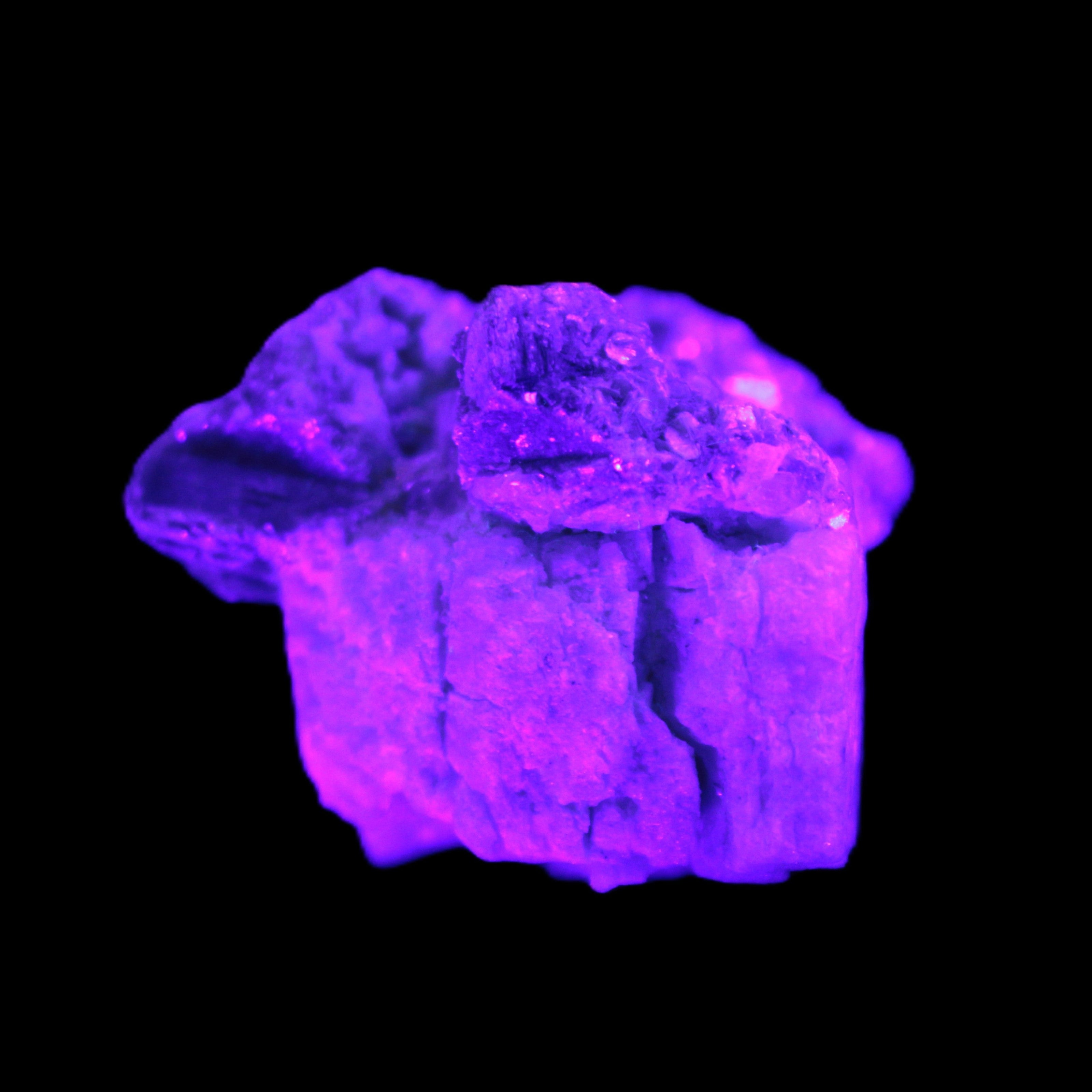 Tiny Aquamarine crystals in Mica, Lepidolite Feldspar matrix 46*42*30mm 198ct 39.6g in UV light - Rocks and Things Store