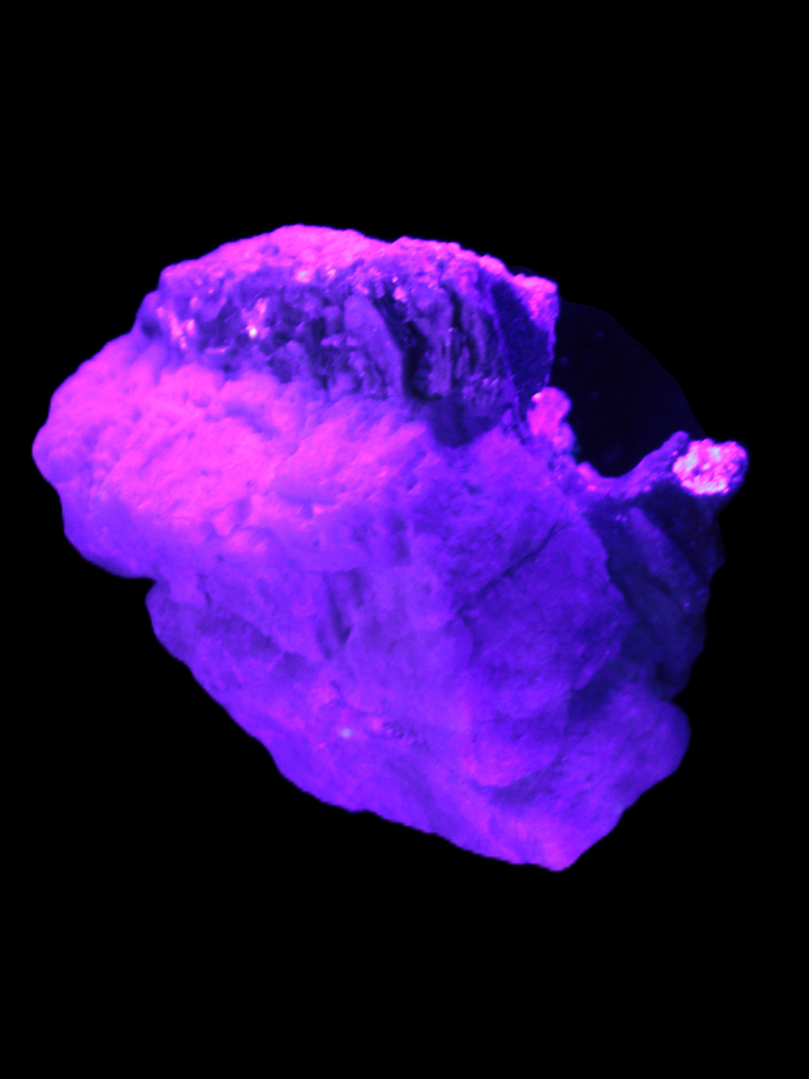 Tiny Aquamarine crystals in Mica, Lepidolite Feldspar matrix 46*42*30mm 198ct 39.6g in UV light - Rocks and Things Store