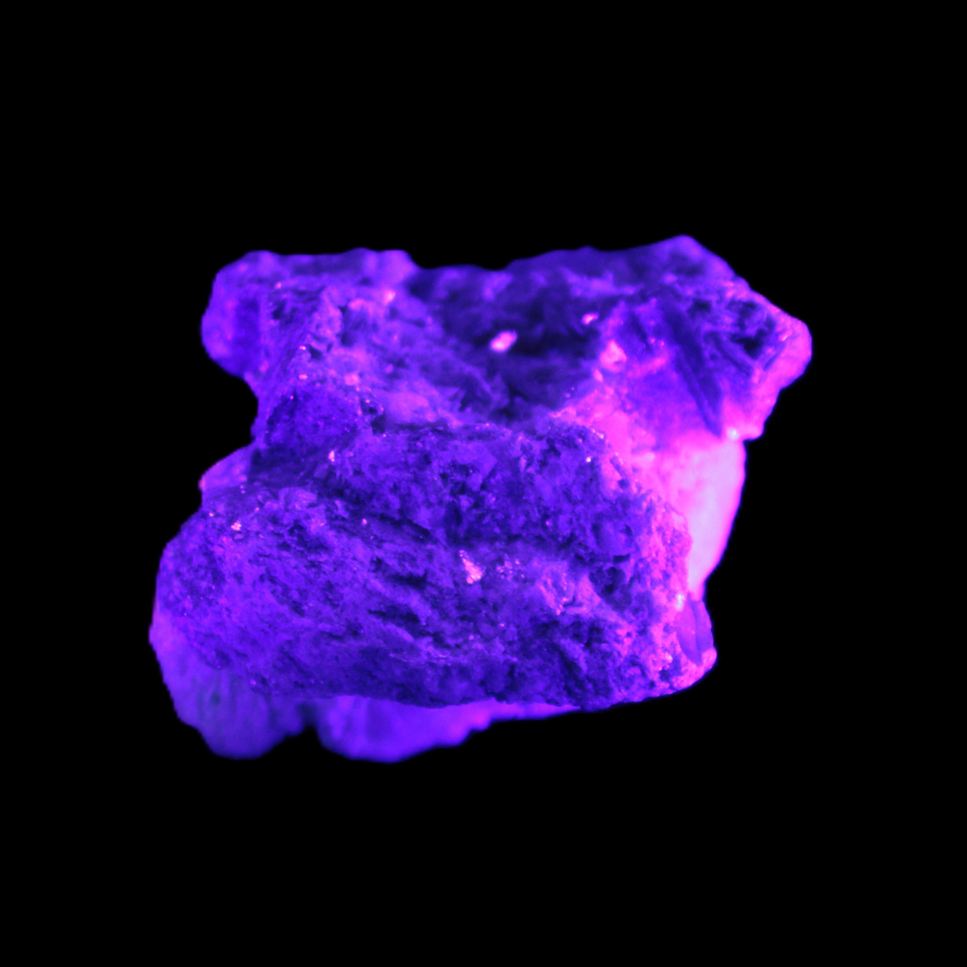 Tiny Aquamarine crystals in Mica, Lepidolite Feldspar matrix 46*42*30mm 198ct 39.6g in UV light - Rocks and Things Store