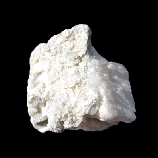 Tiny Aquamarine crystals in Mica, Lepidolite Feldspar matrix 46*42*30mm 198ct 39.6g in sunlight - Rocks and Things Store