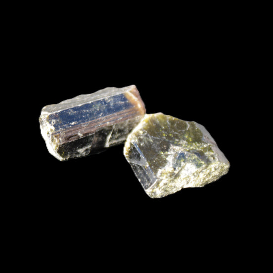 Epidote 2 crystals 19/24mm 12.2g in sunlight - Rocks and Things Store