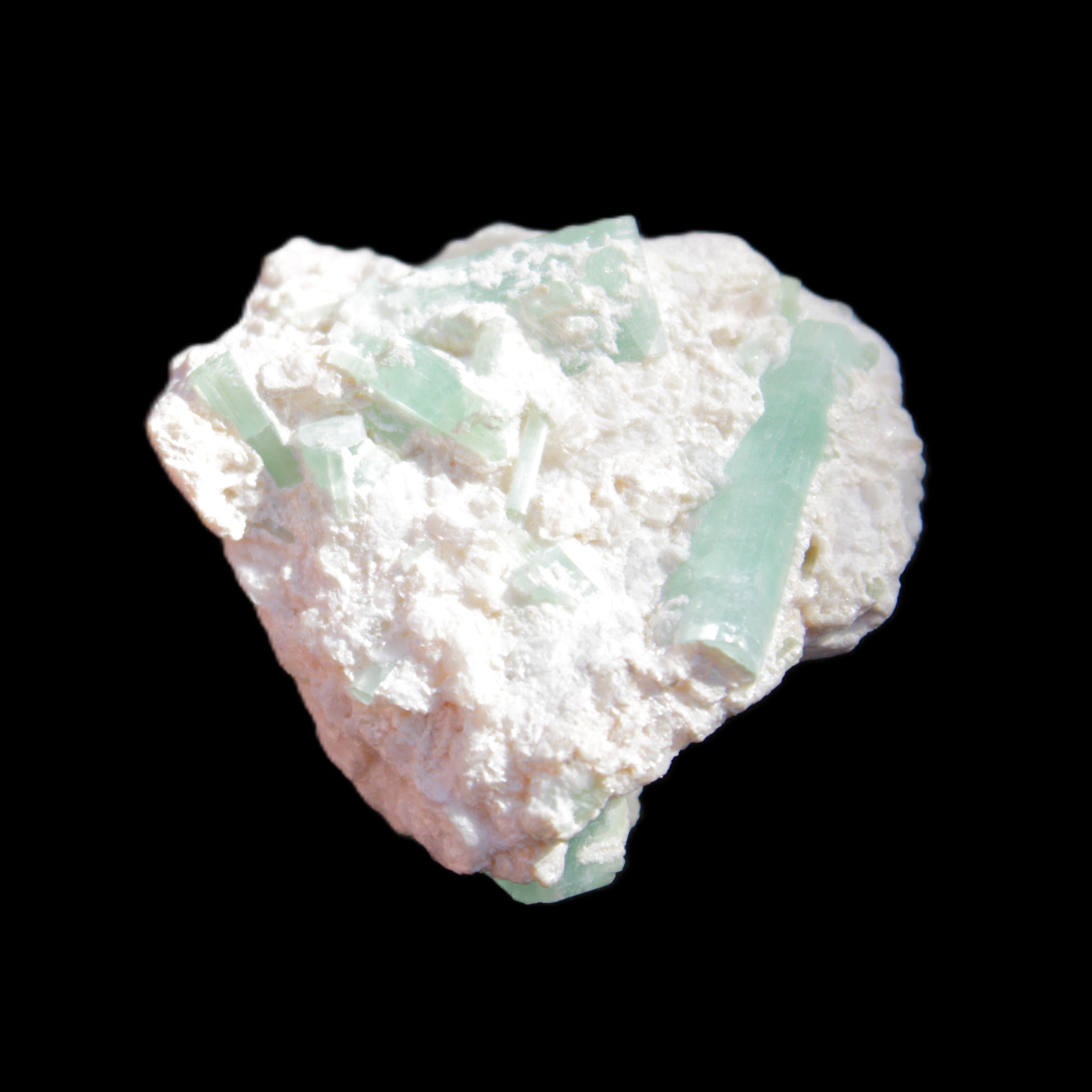 Green Tourmaline cluster in matrix 31mm 12.4g in sunlight - Rocks and Things Store