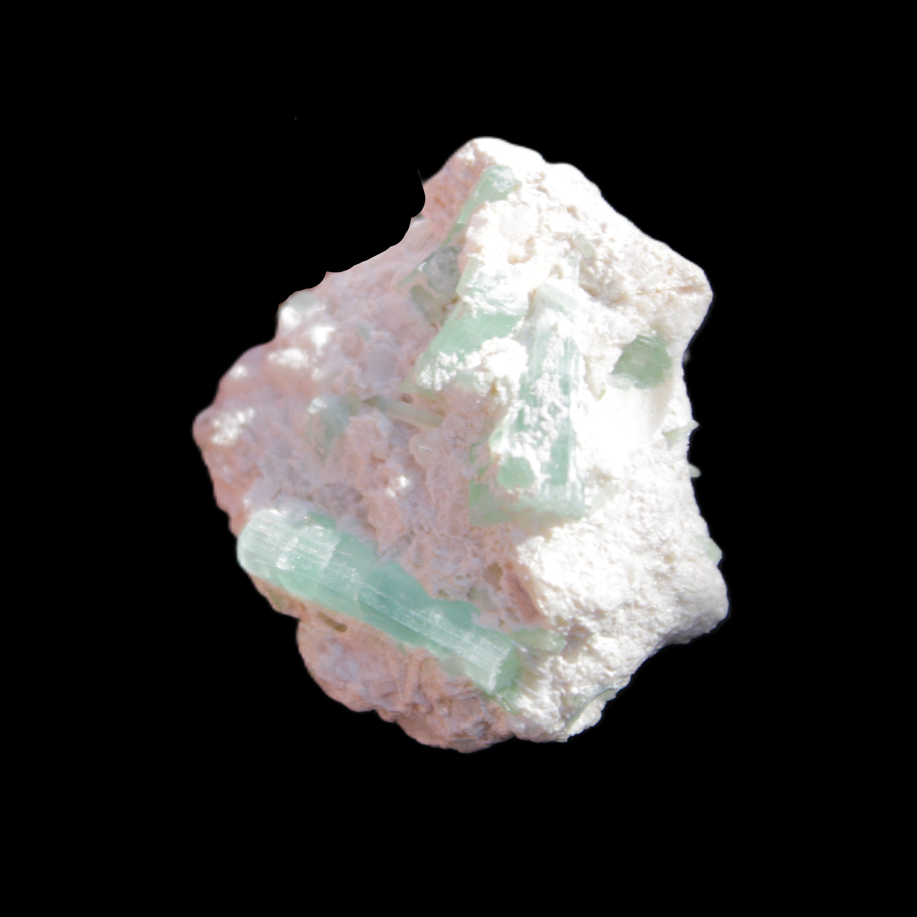 Green Tourmaline cluster in matrix 31mm 12.4g in sunlight - Rocks and Things Store