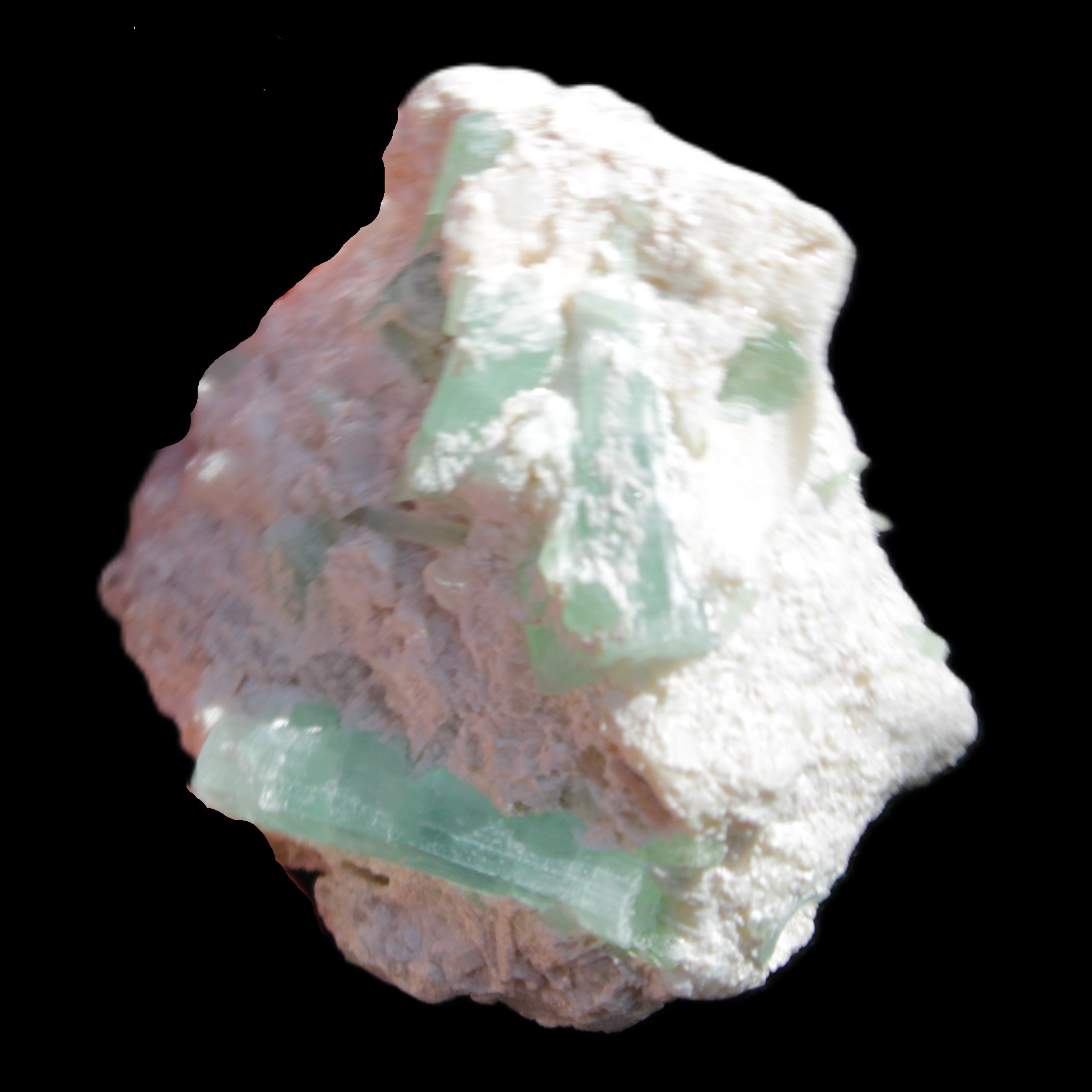 Green Tourmaline cluster in matrix 31mm 12.4g in sunlight - Rocks and Things Store