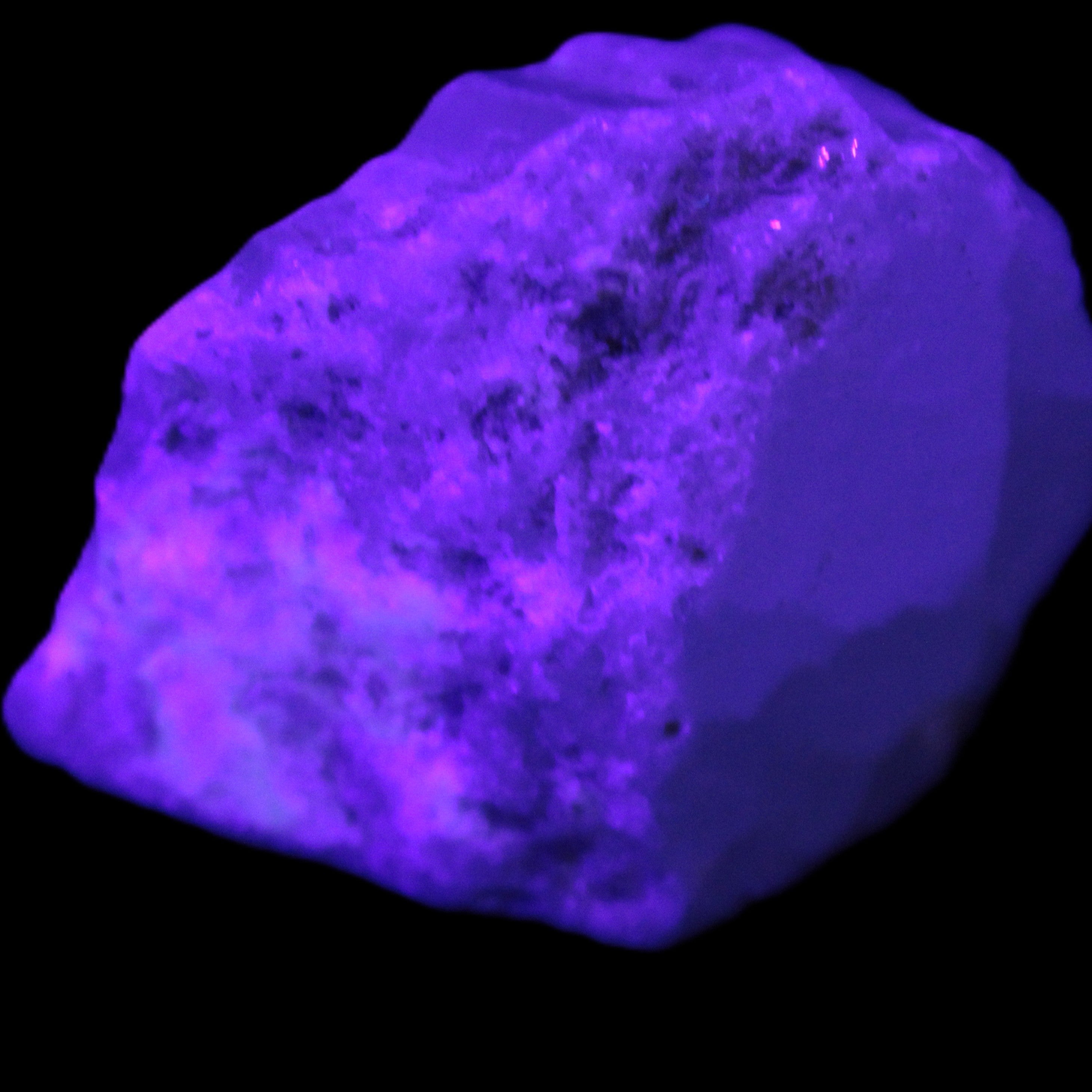 Blue Aquamarine 36*29*22mm 177ct 35.4g in UV light- Rocks and Things Store