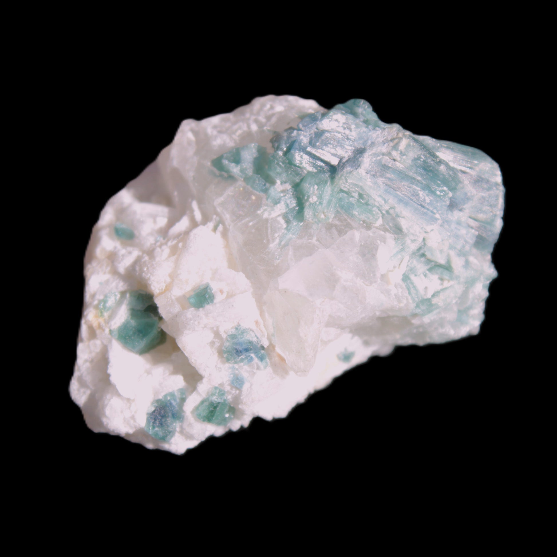Blue Indicolite and Green Tourmaline cluster in matrix 120.5ct 24.1g in sunshine - Rocks and Things Store